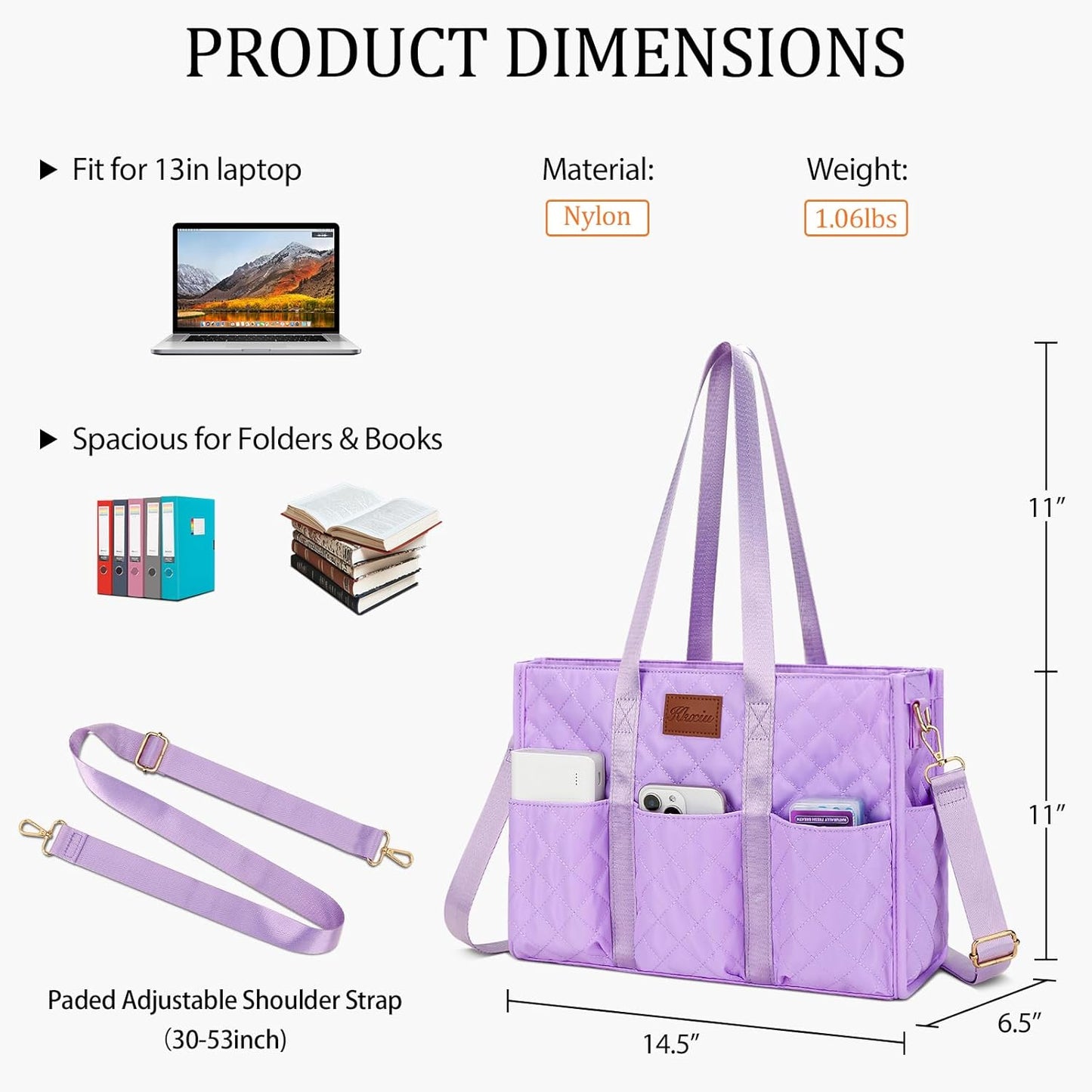 Large Water-Resistant Tote Bag