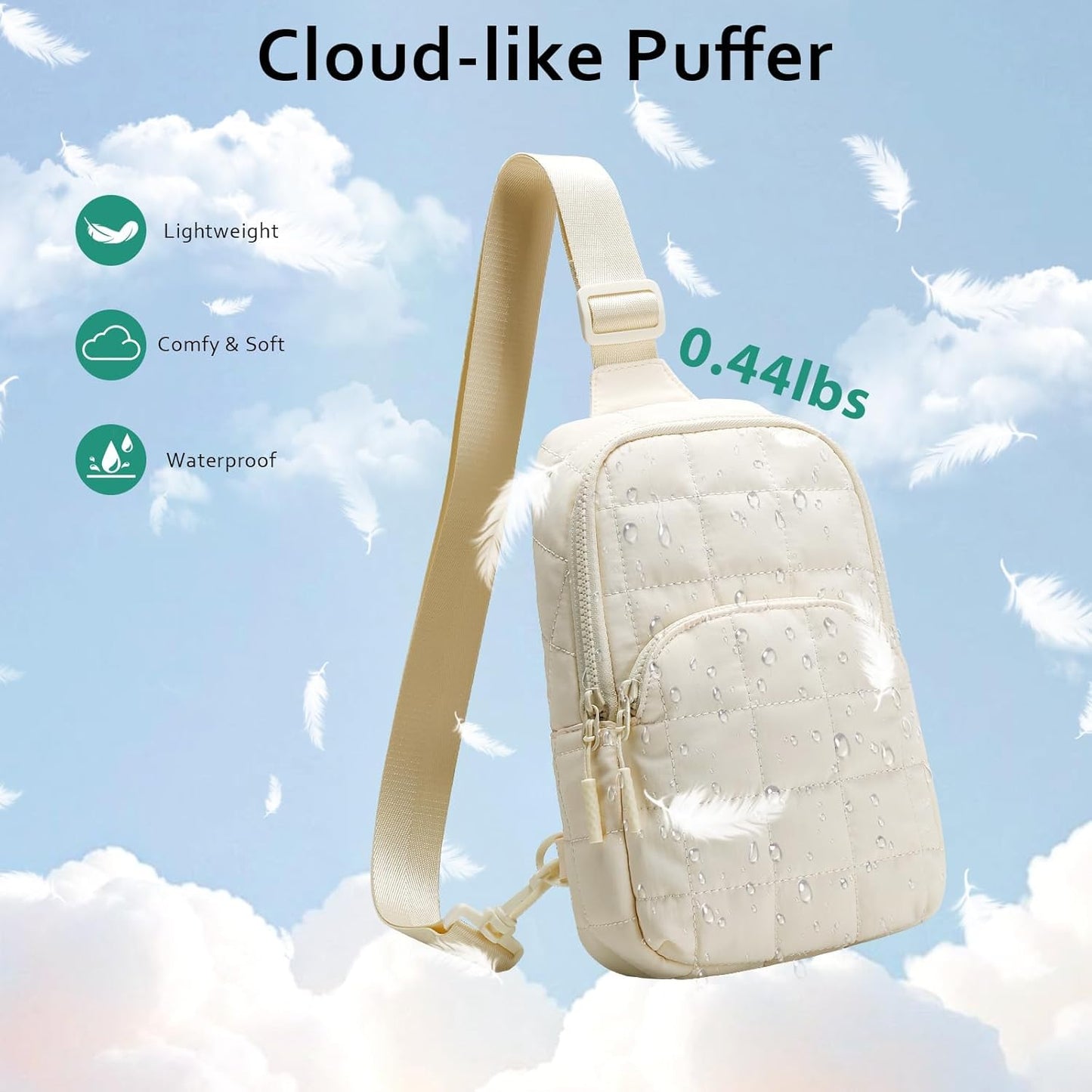 Quilted Puffer Sling Crossbody (Black)