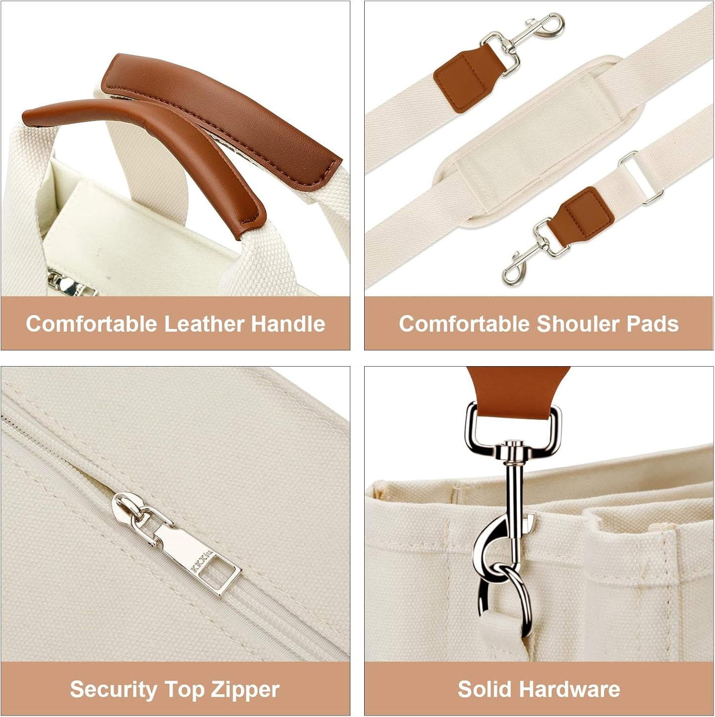 Canvas Crossbody Tote with Pockets