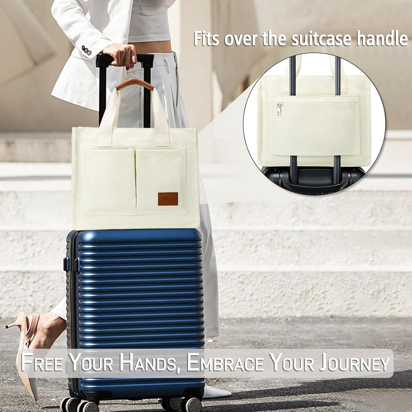 Large Canvas Tote Crossbody Bag