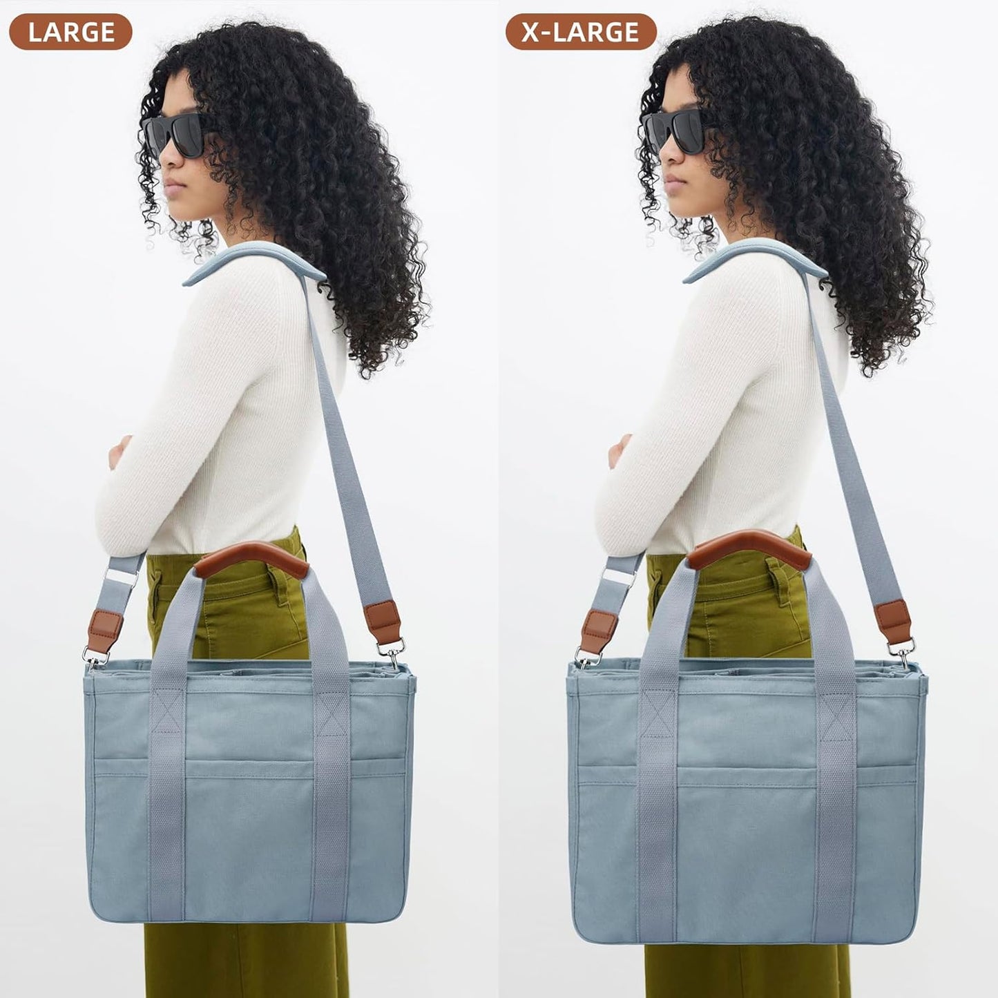 Canvas Crossbody Tote with Pockets