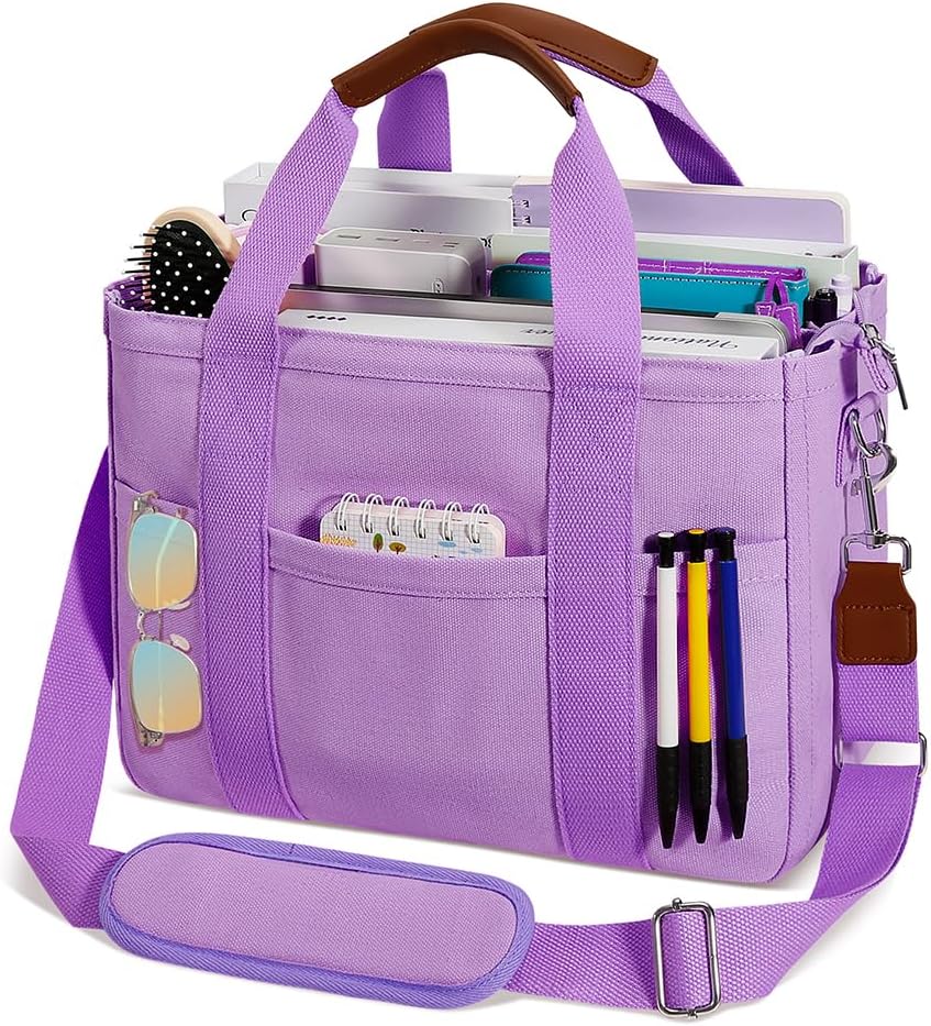 Canvas Crossbody Tote with Pockets