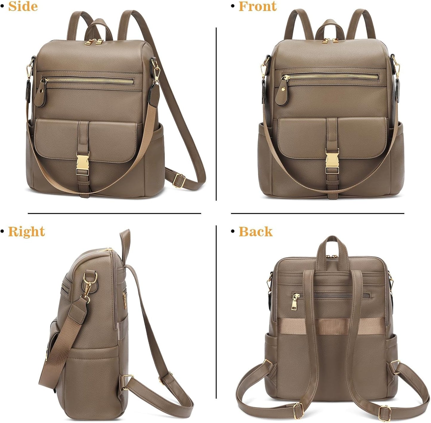 Anti-Theft Leather Backpack (Black)