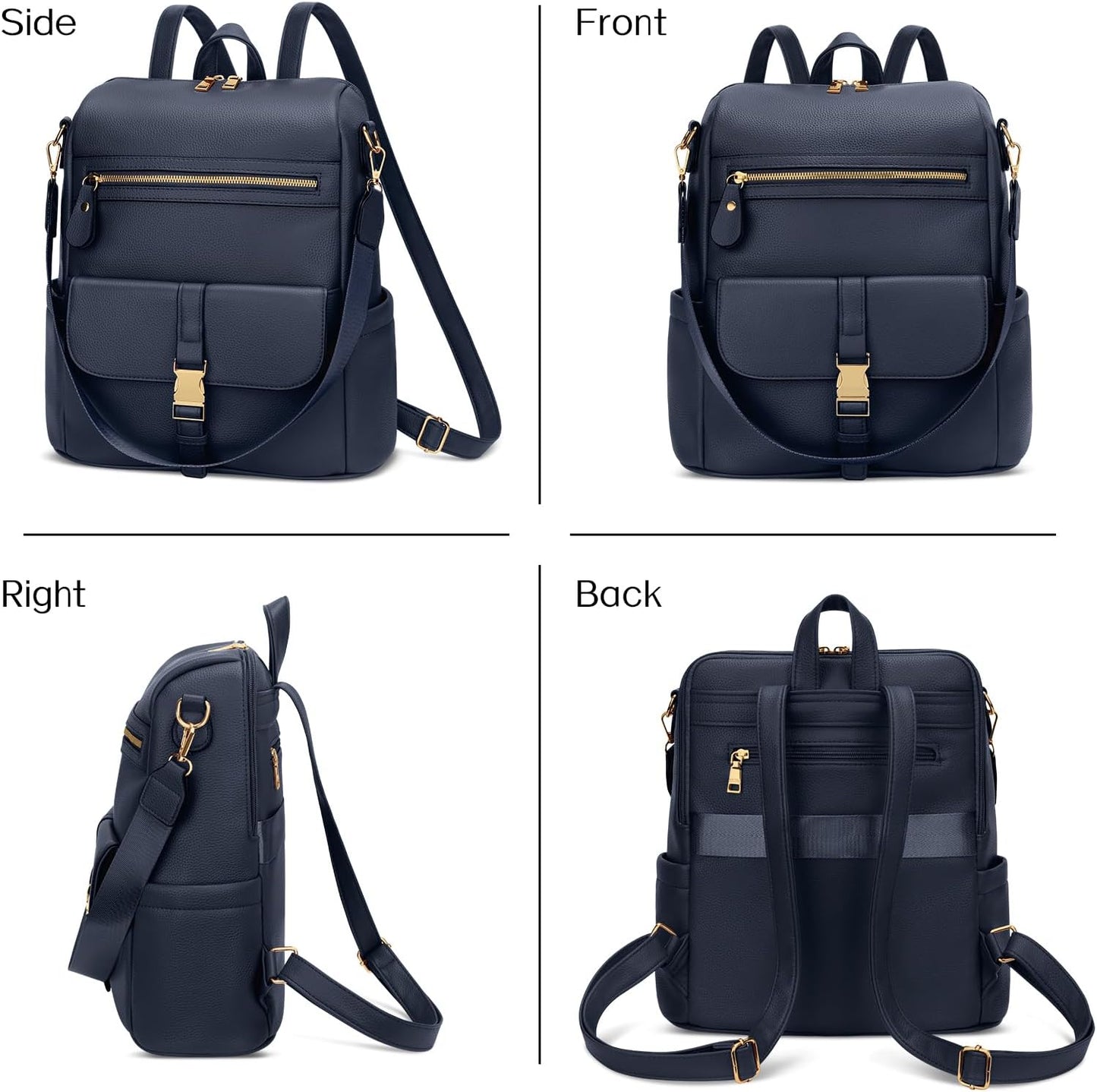 Anti-Theft Leather Backpack (Black)