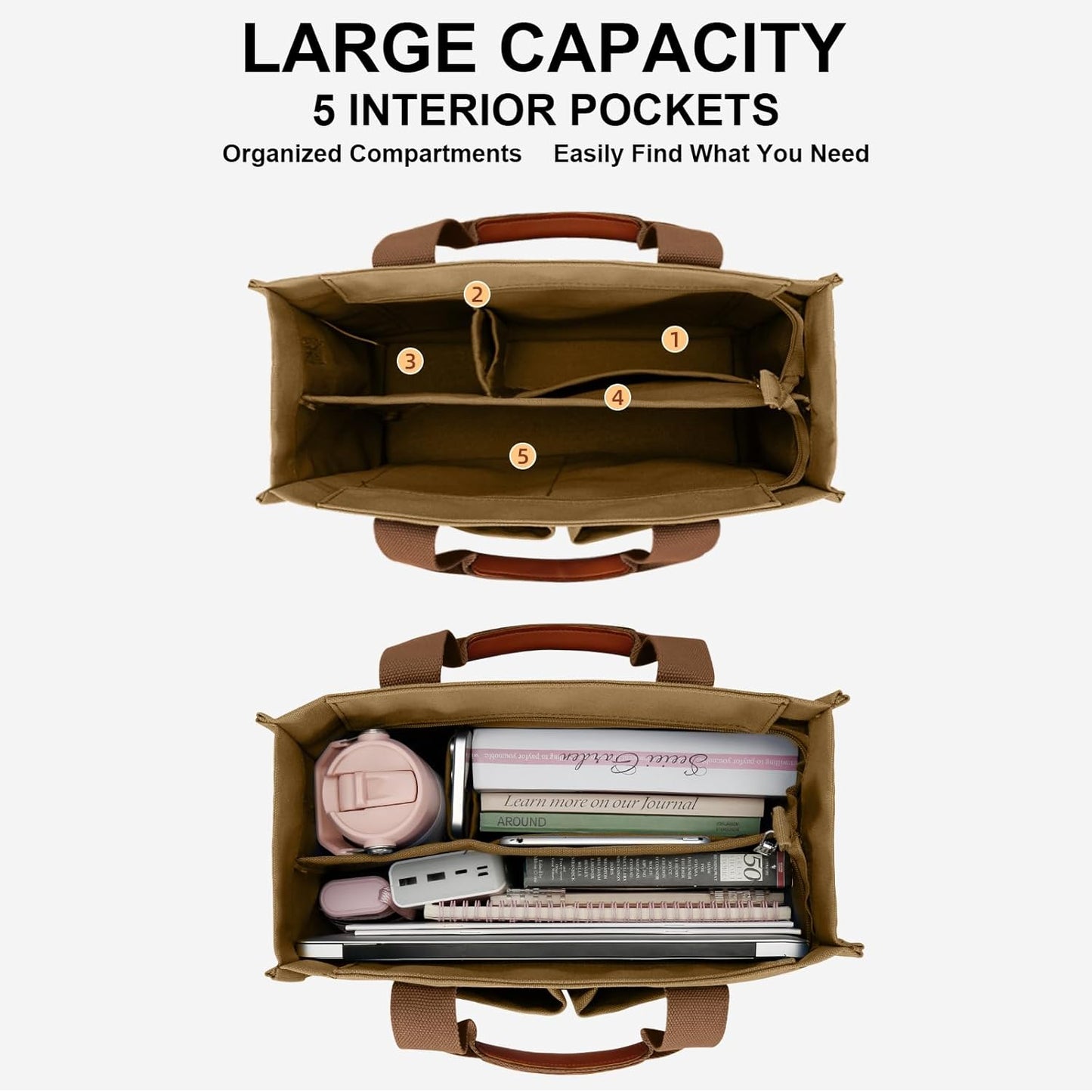 Large Canvas Tote Crossbody Bag