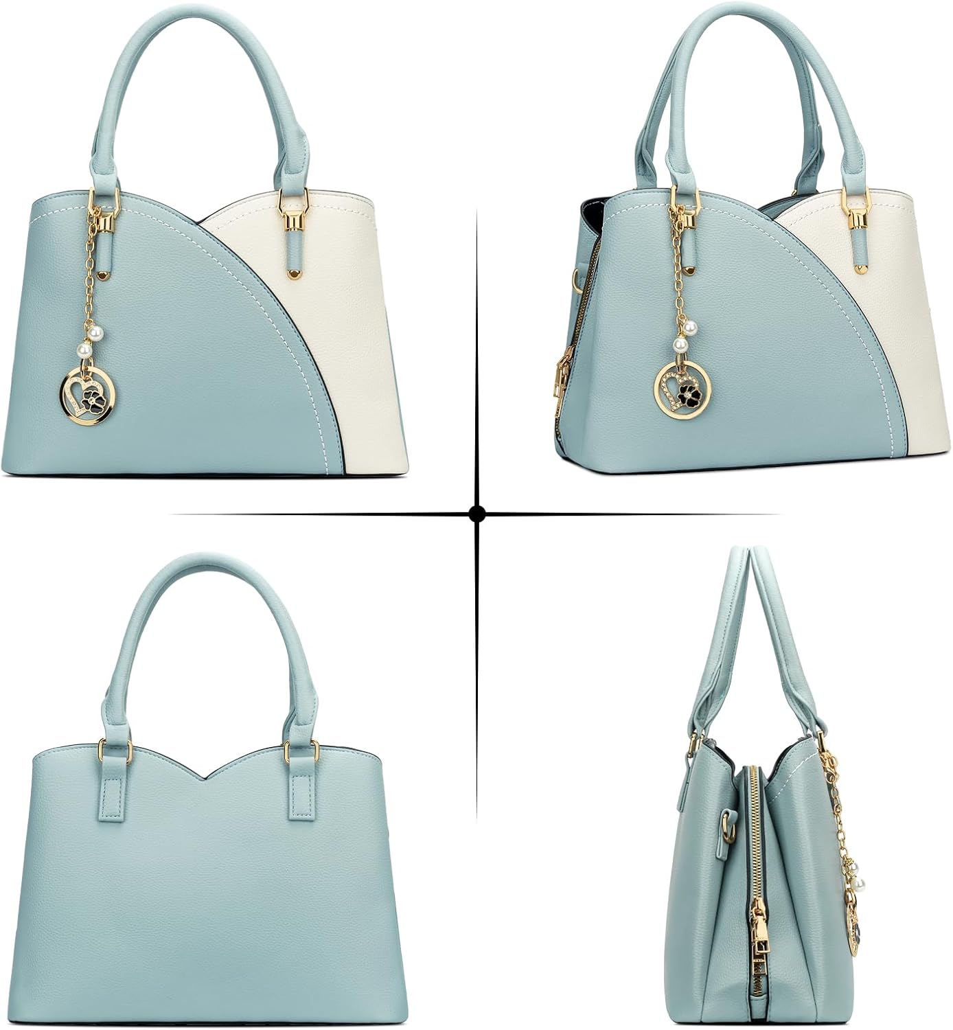 Triple-Compartment Satchel Handbag
