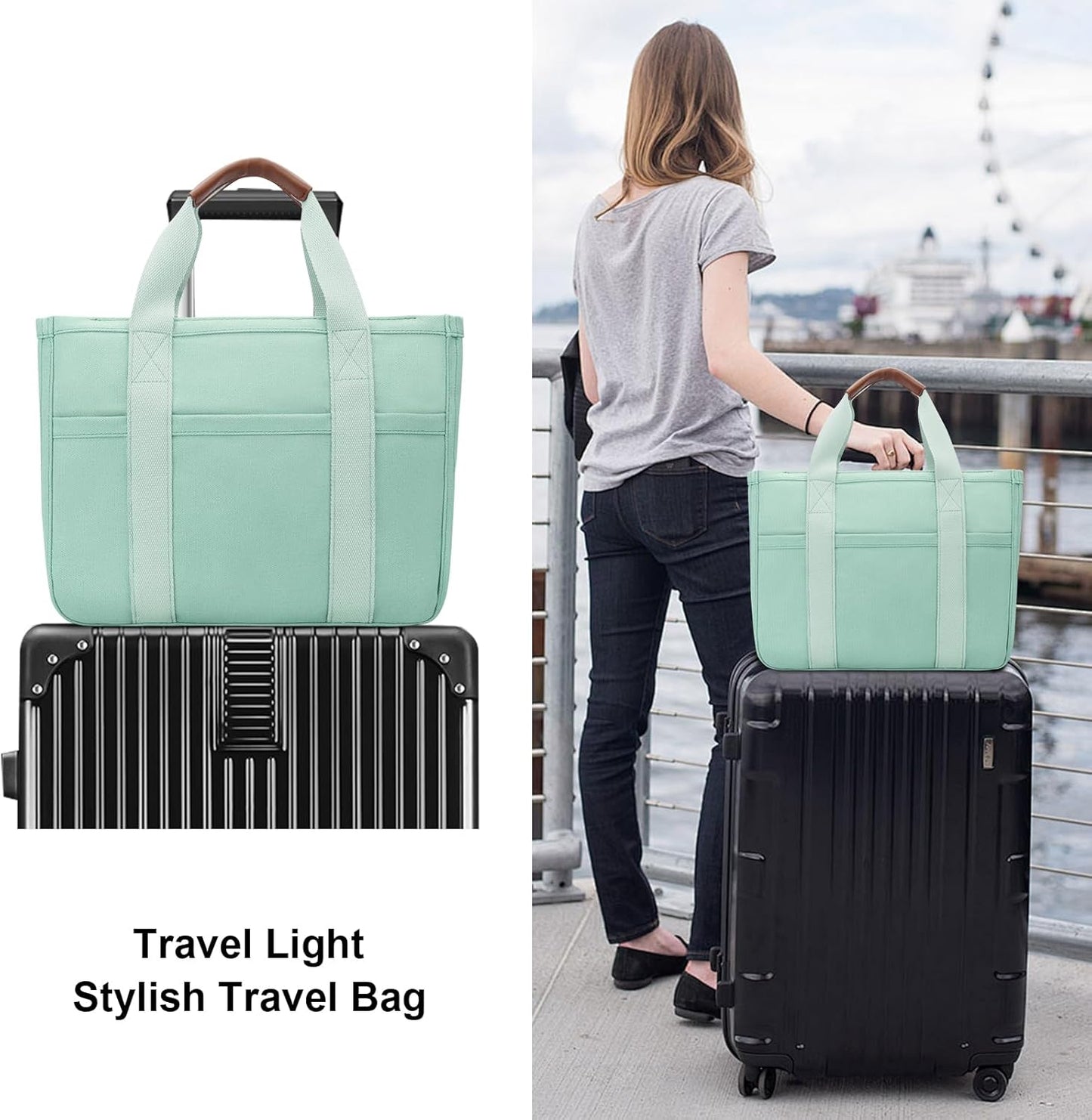 Canvas Crossbody Tote with Pockets