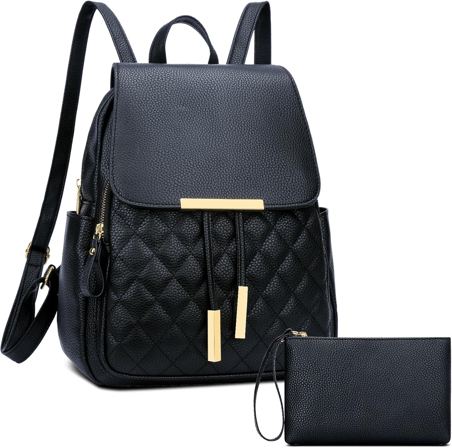 Quilted Leather Backpack Purse