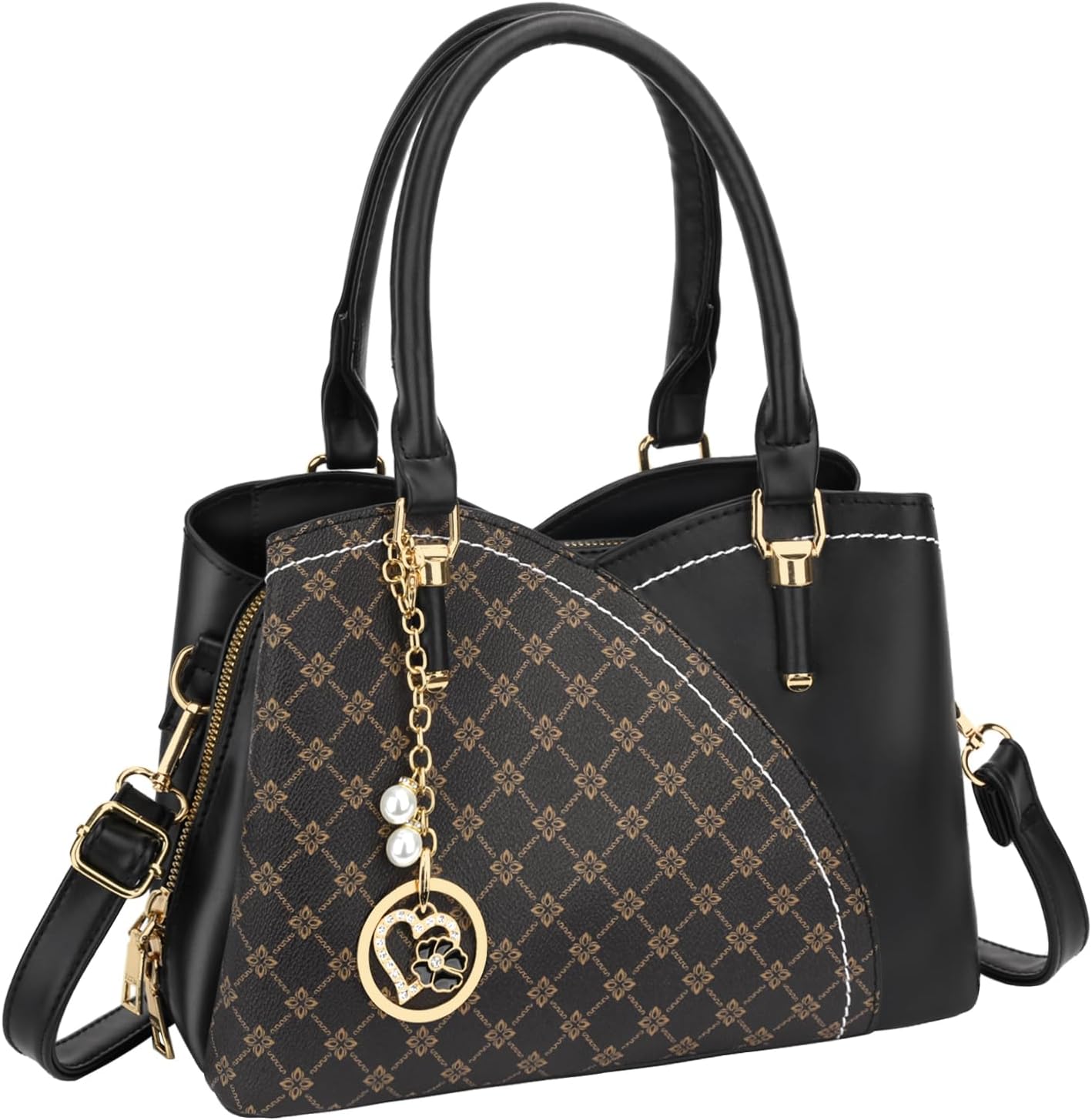 Triple-Compartment Satchel Handbag