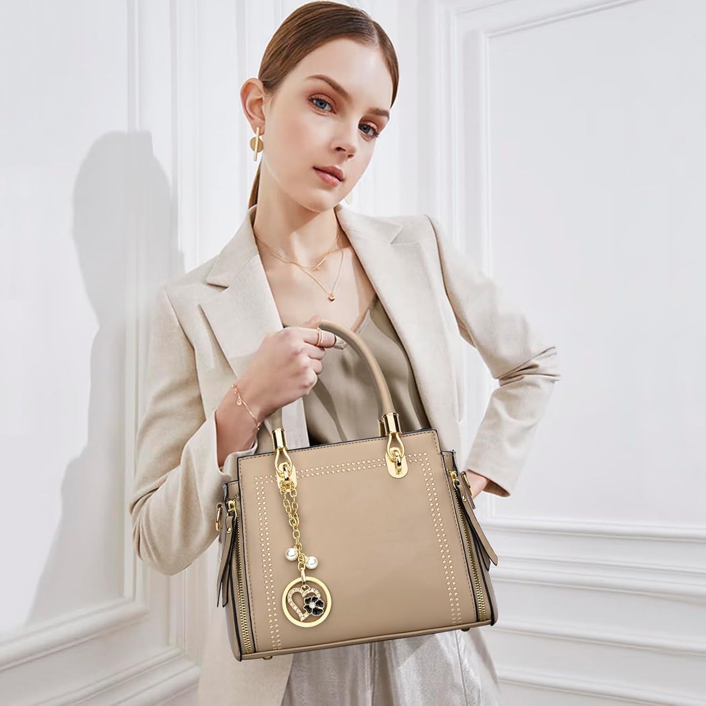 Vegan Leather Satchel Handbag