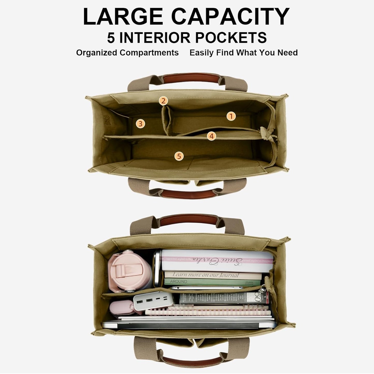 Large Canvas Tote Crossbody Bag