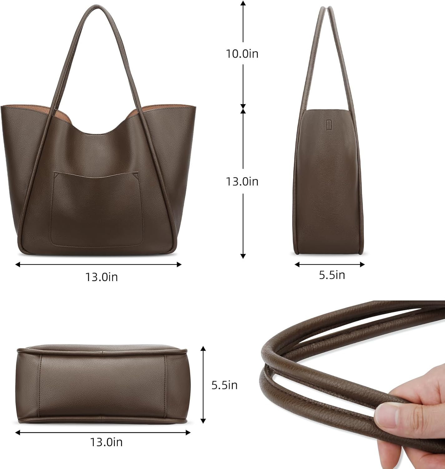 Large Vegan Leather Tote Bag