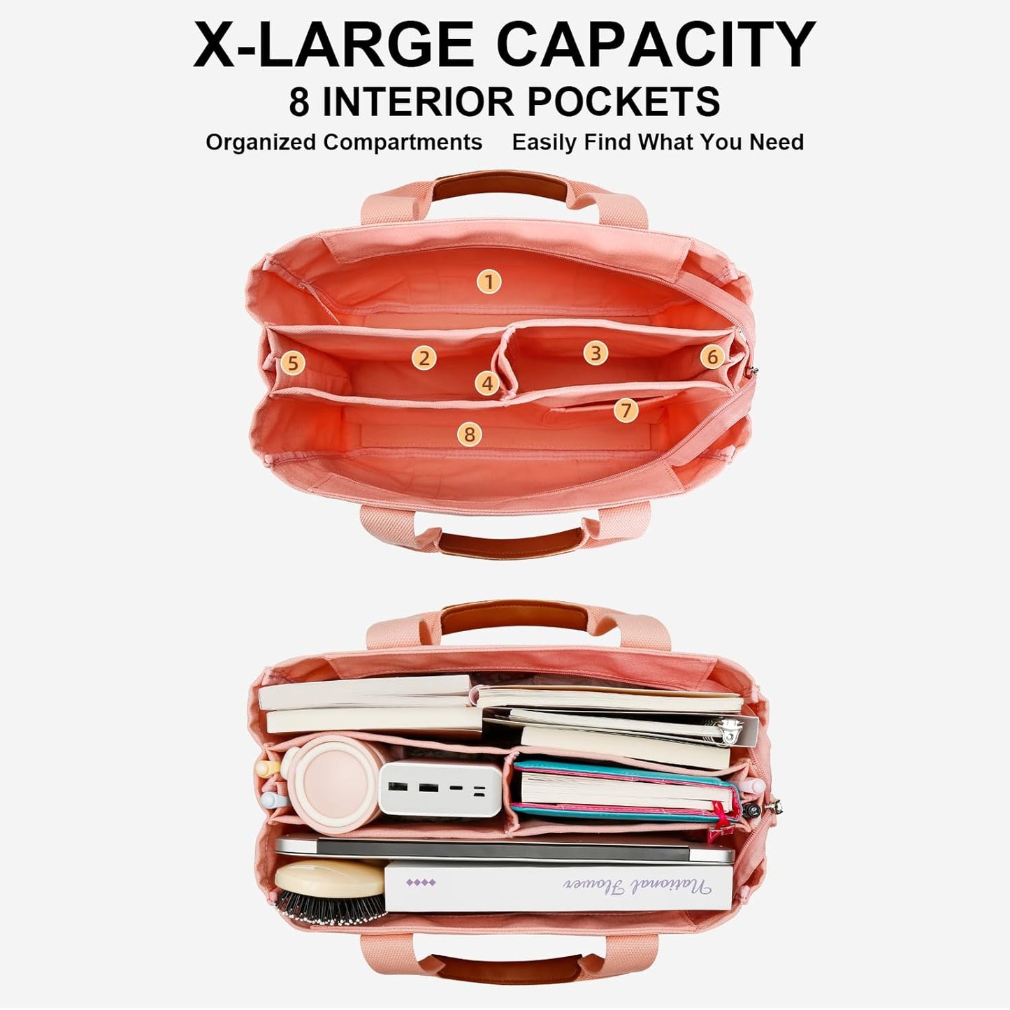 Canvas Crossbody Tote with Pockets