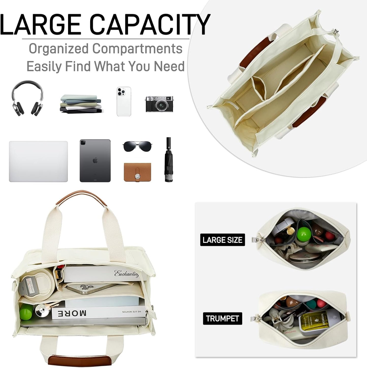 Large Canvas Tote Crossbody Bag