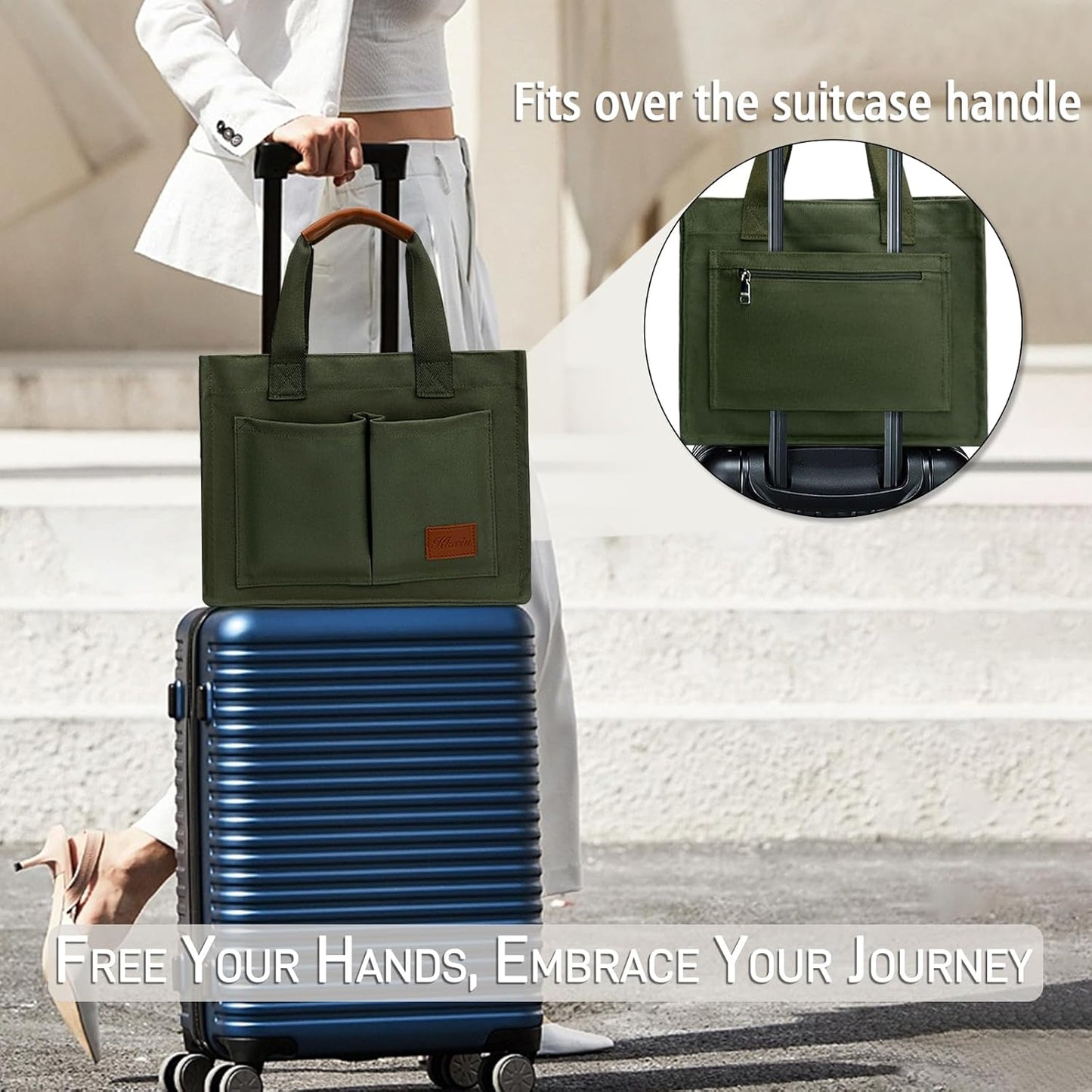 Large Canvas Tote Crossbody Bag