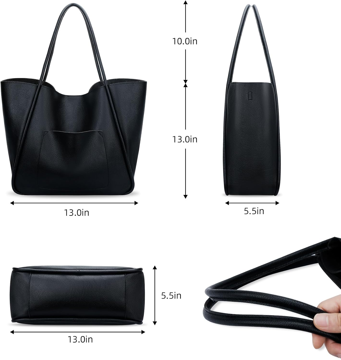 Large Vegan Leather Tote Bag