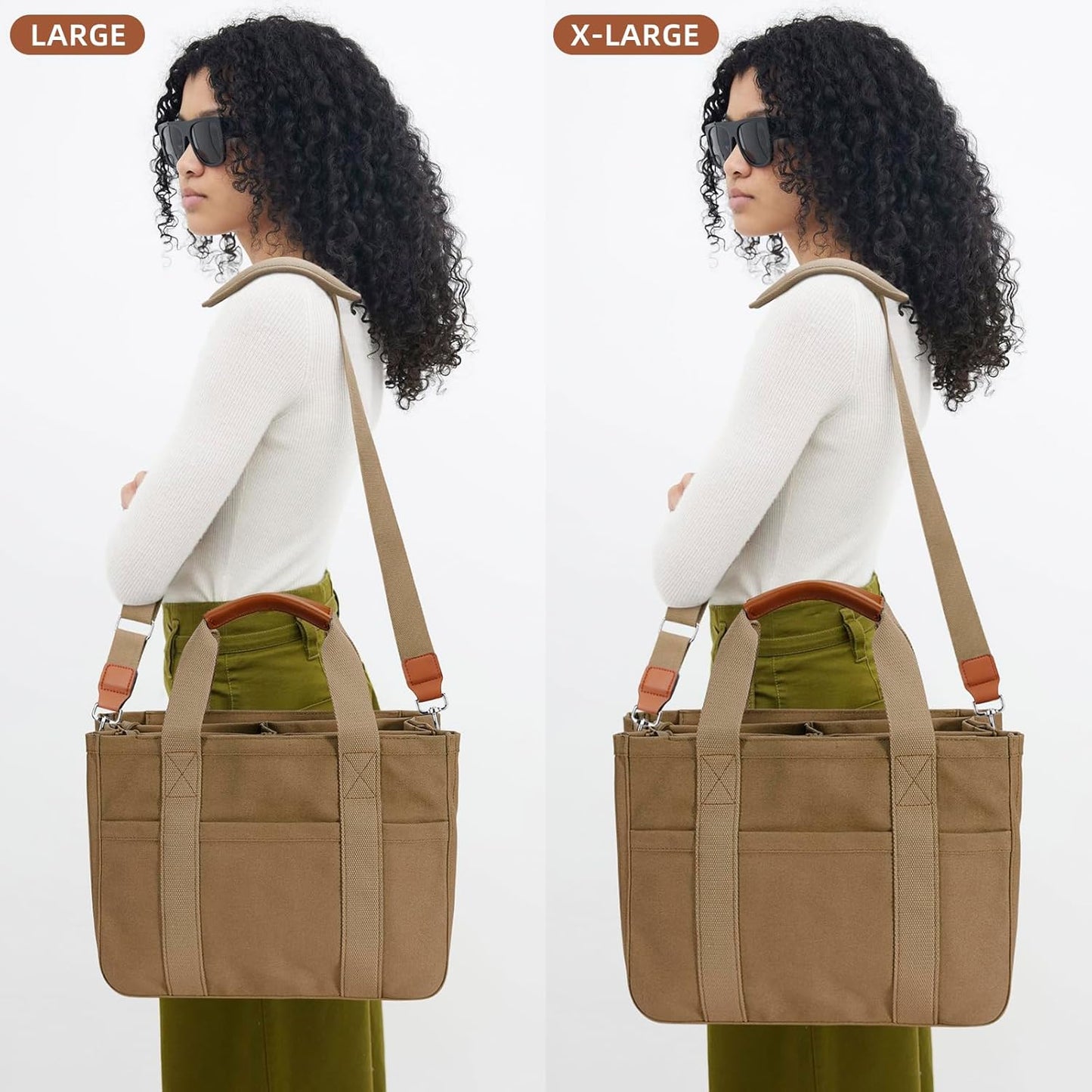 Canvas Crossbody Tote with Pockets