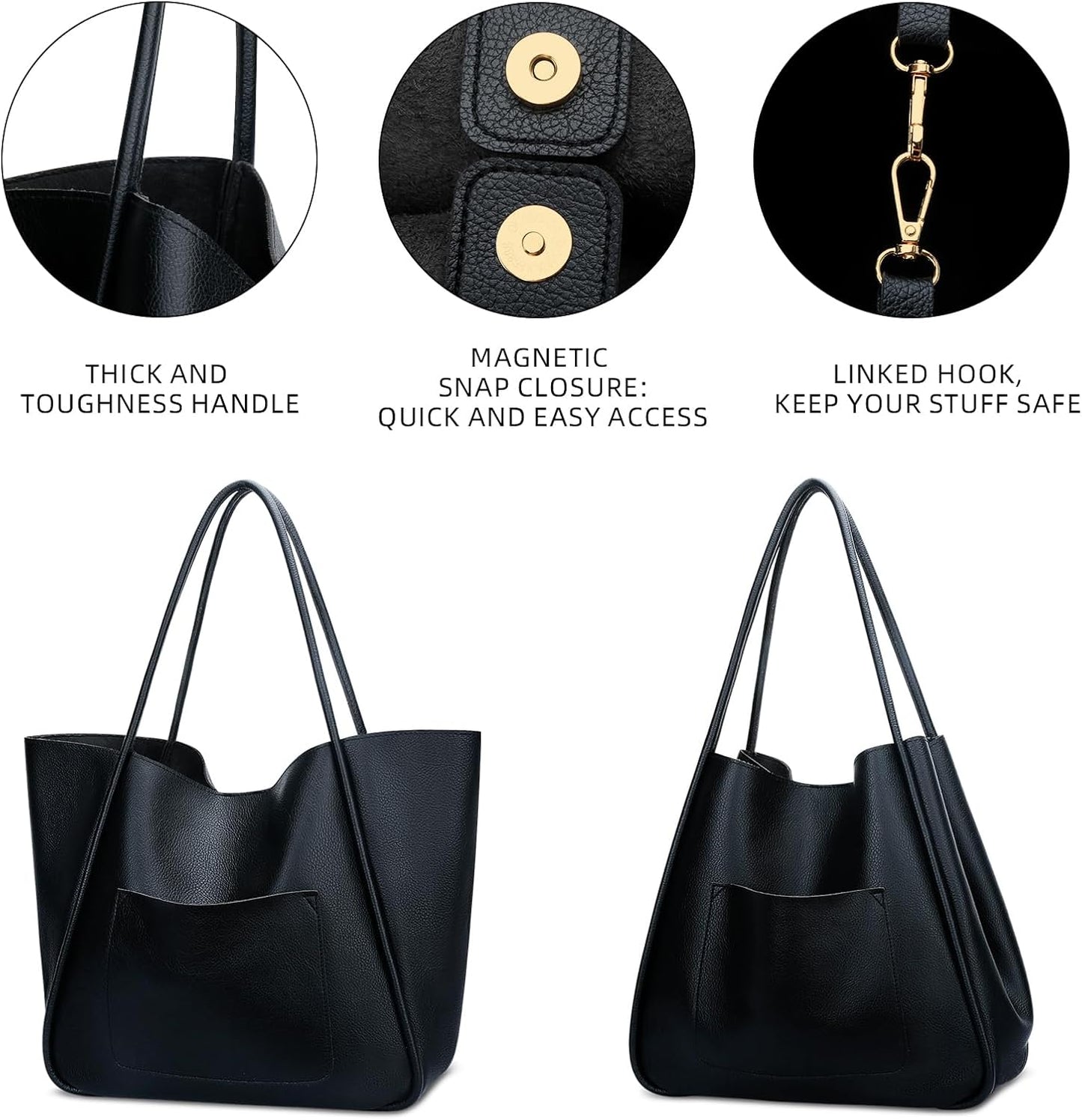 Large Vegan Leather Tote Bag