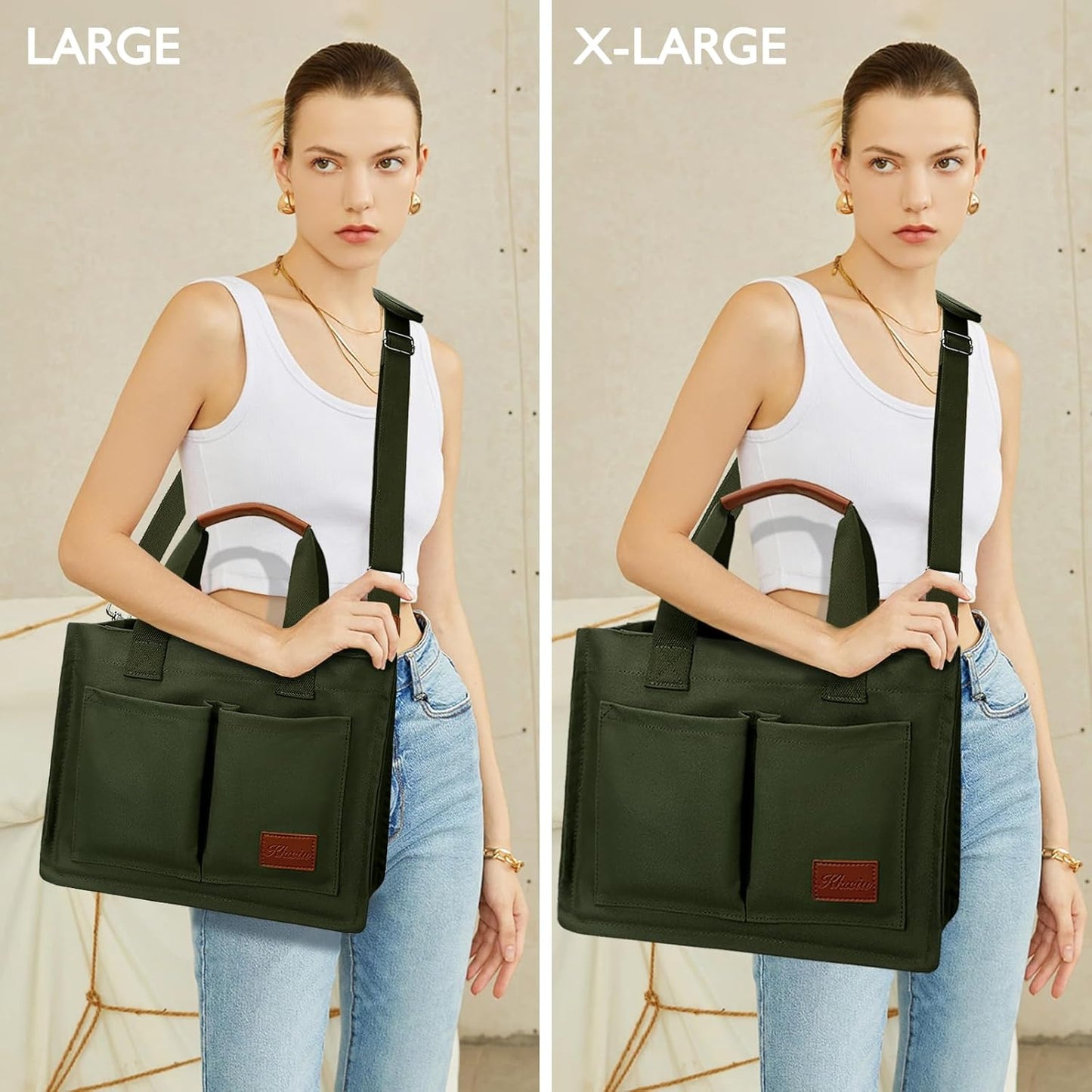 Large Canvas Tote Crossbody Bag