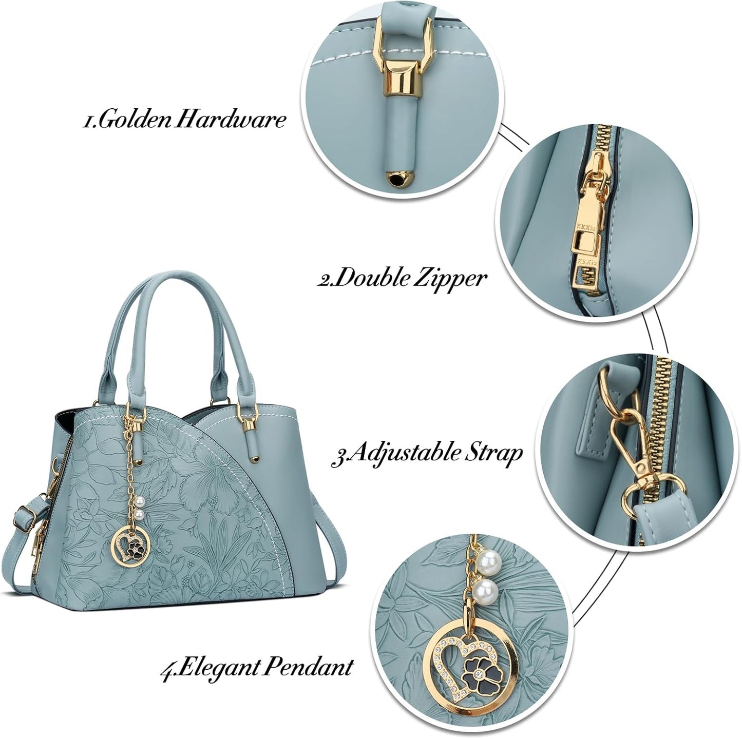 Triple-Compartment Satchel Handbag