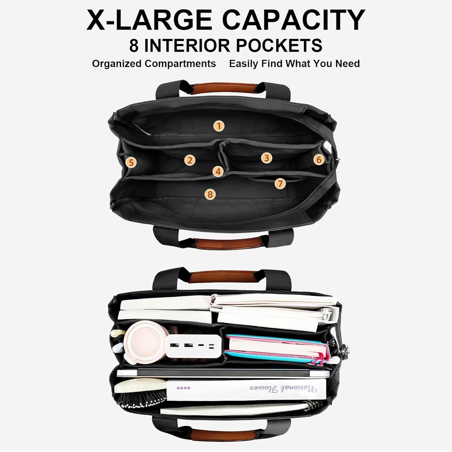 Canvas Crossbody Tote with Pockets