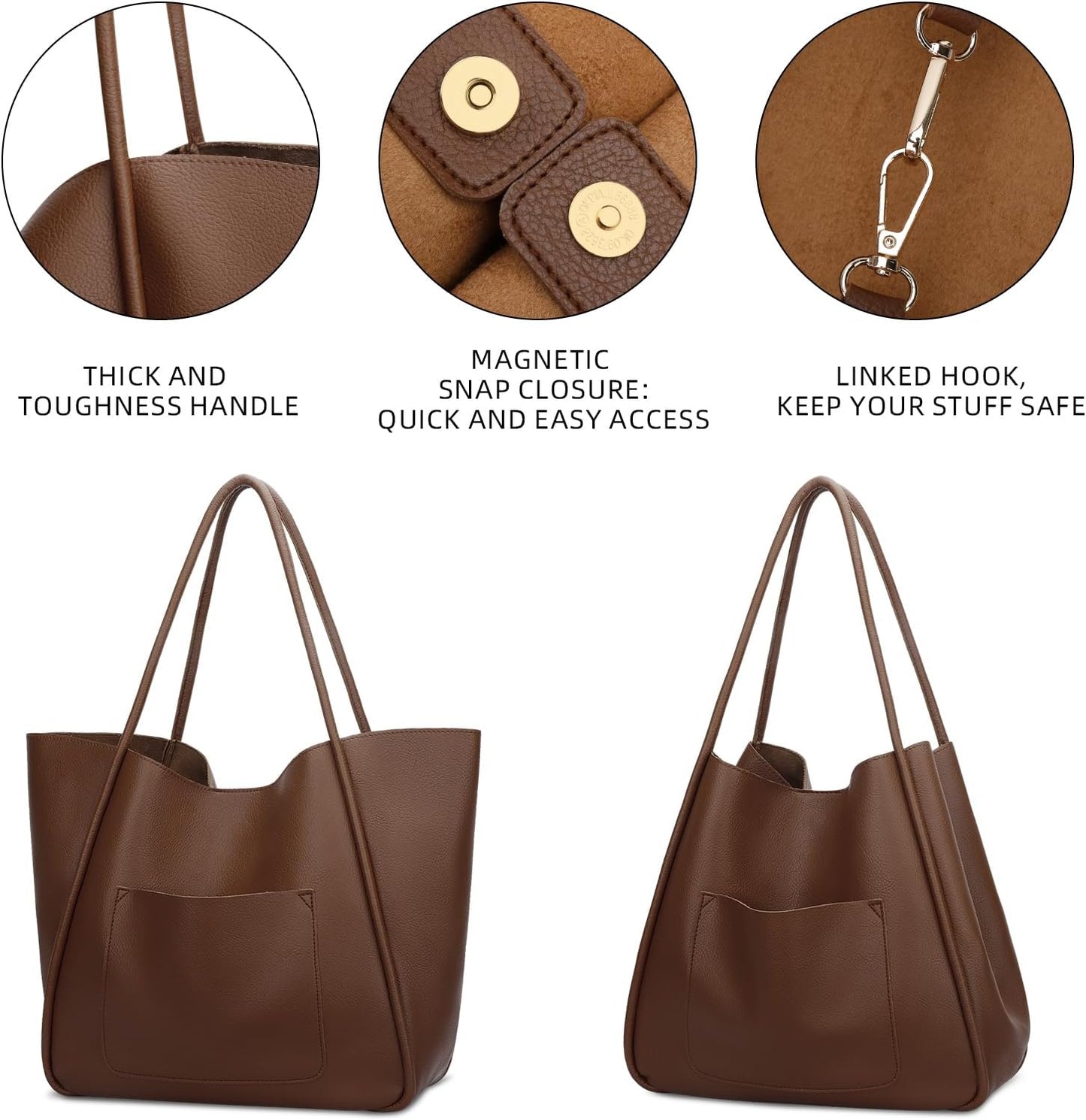 Large Vegan Leather Tote Bag