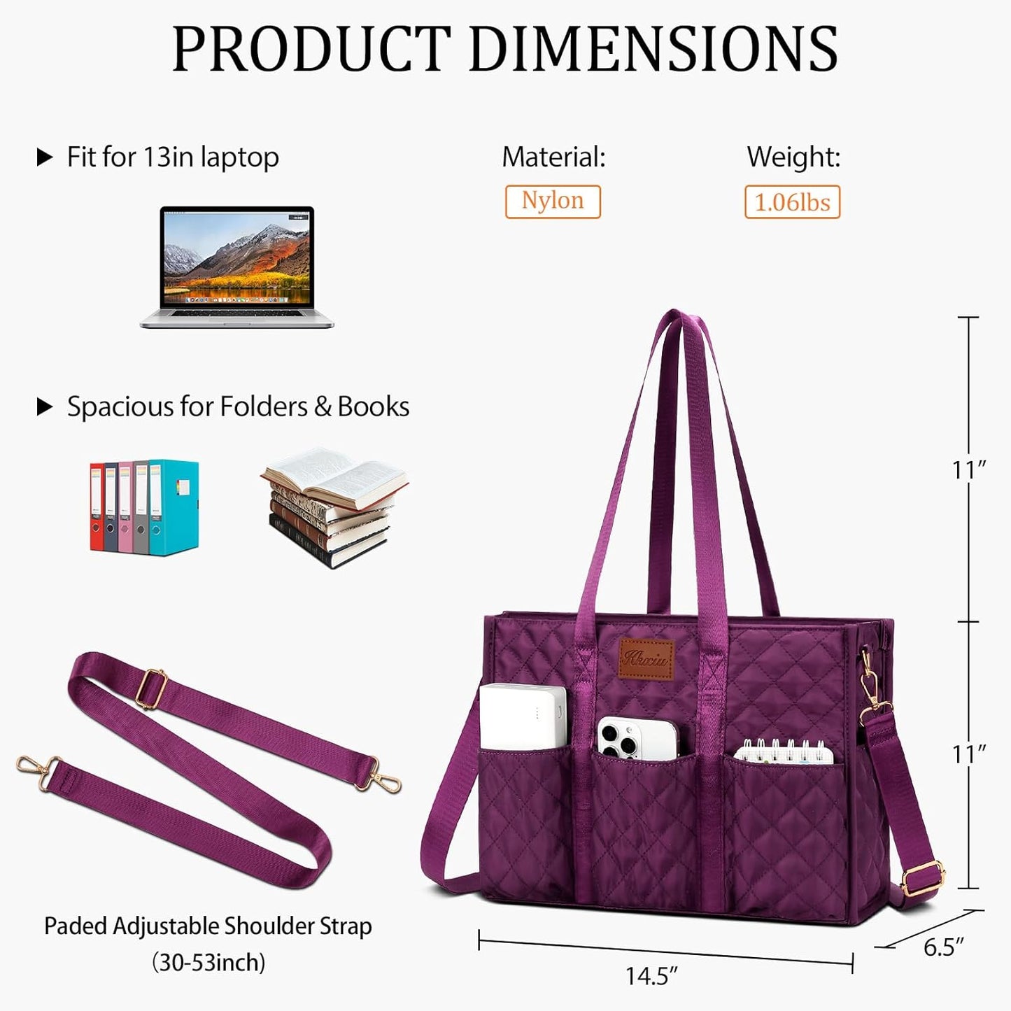 Large Water-Resistant Tote Bag