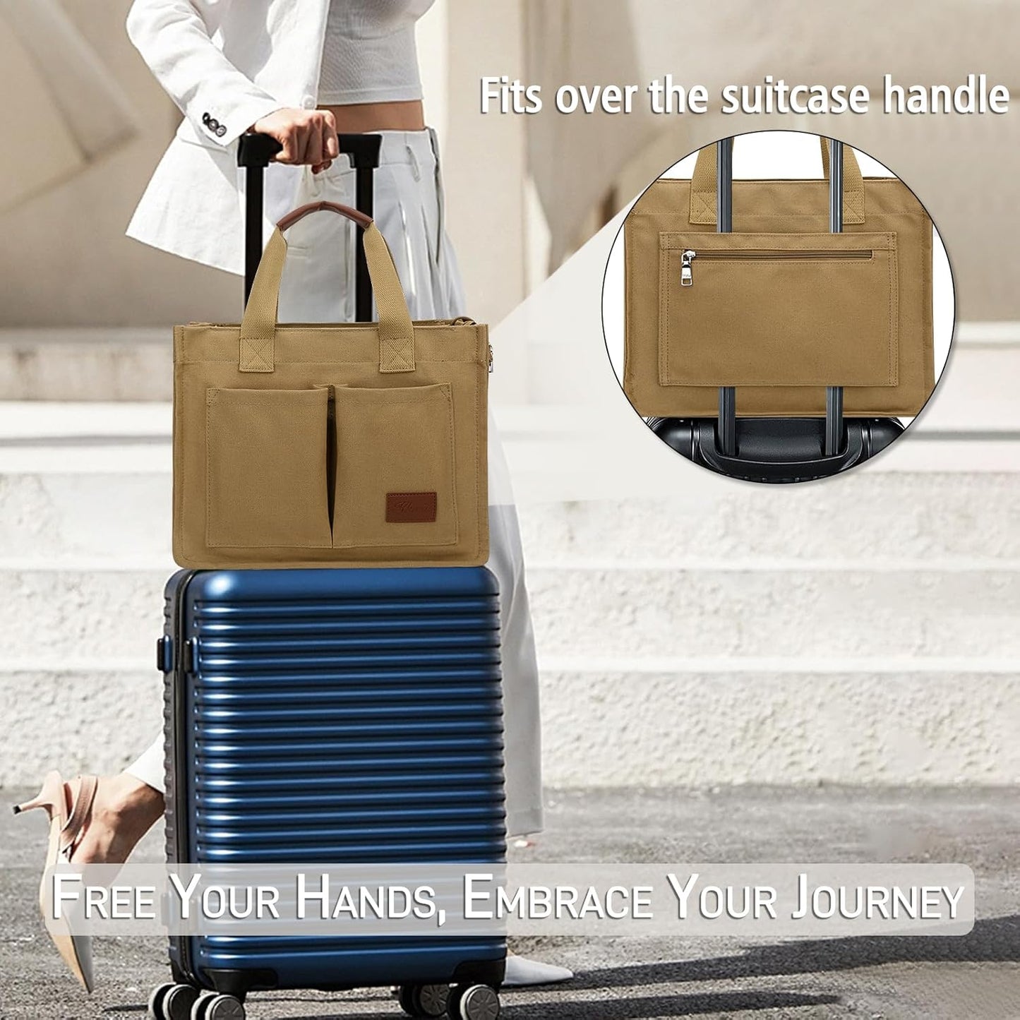 Large Canvas Tote Crossbody Bag