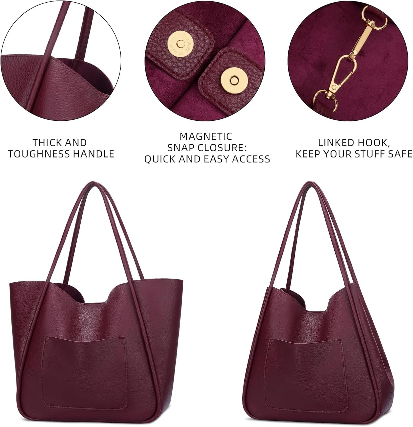 Large Vegan Leather Tote Bag