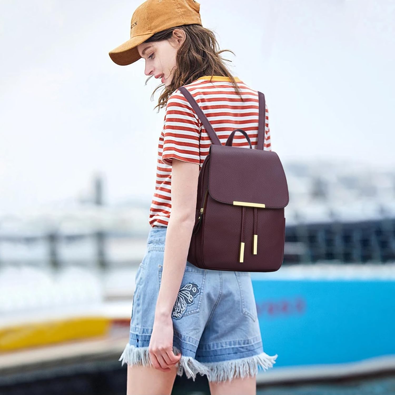 Quilted Leather Backpack Purse