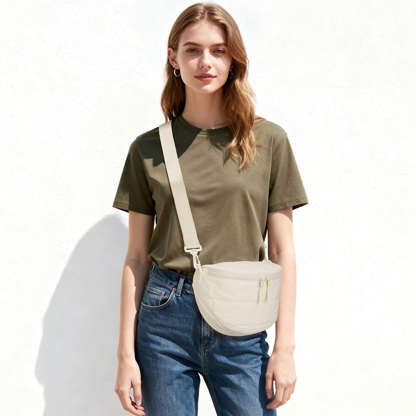 Quilted Puffer Sling Fanny Pack (Black)