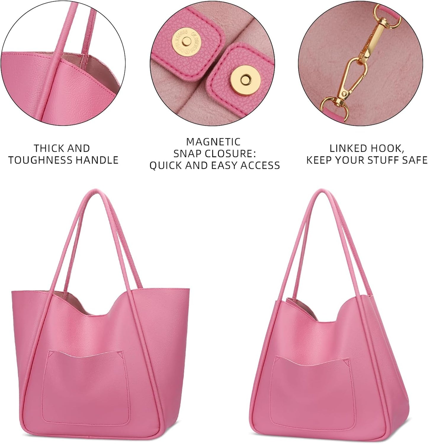 Large Vegan Leather Tote Bag