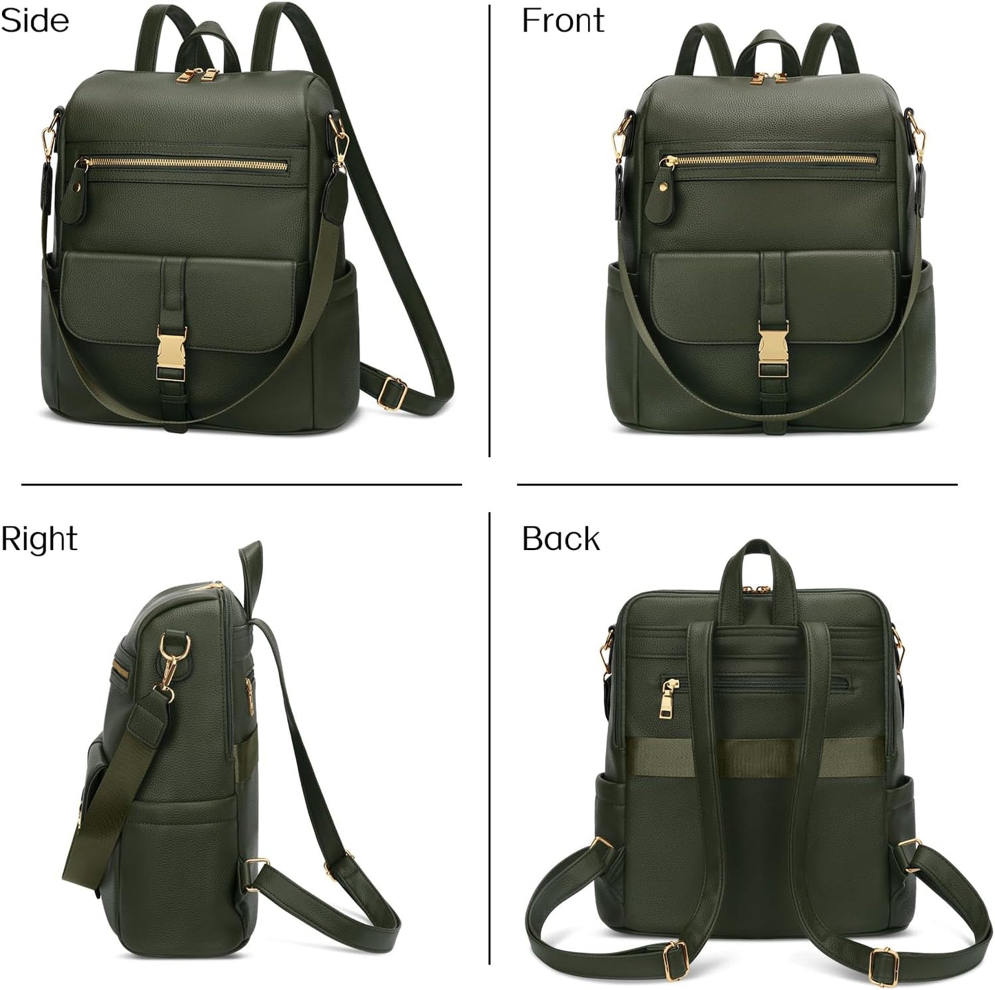 Anti-Theft Leather Backpack (Black)