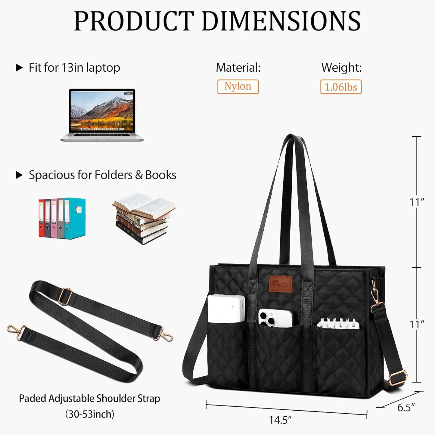 Large Water-Resistant Tote Bag