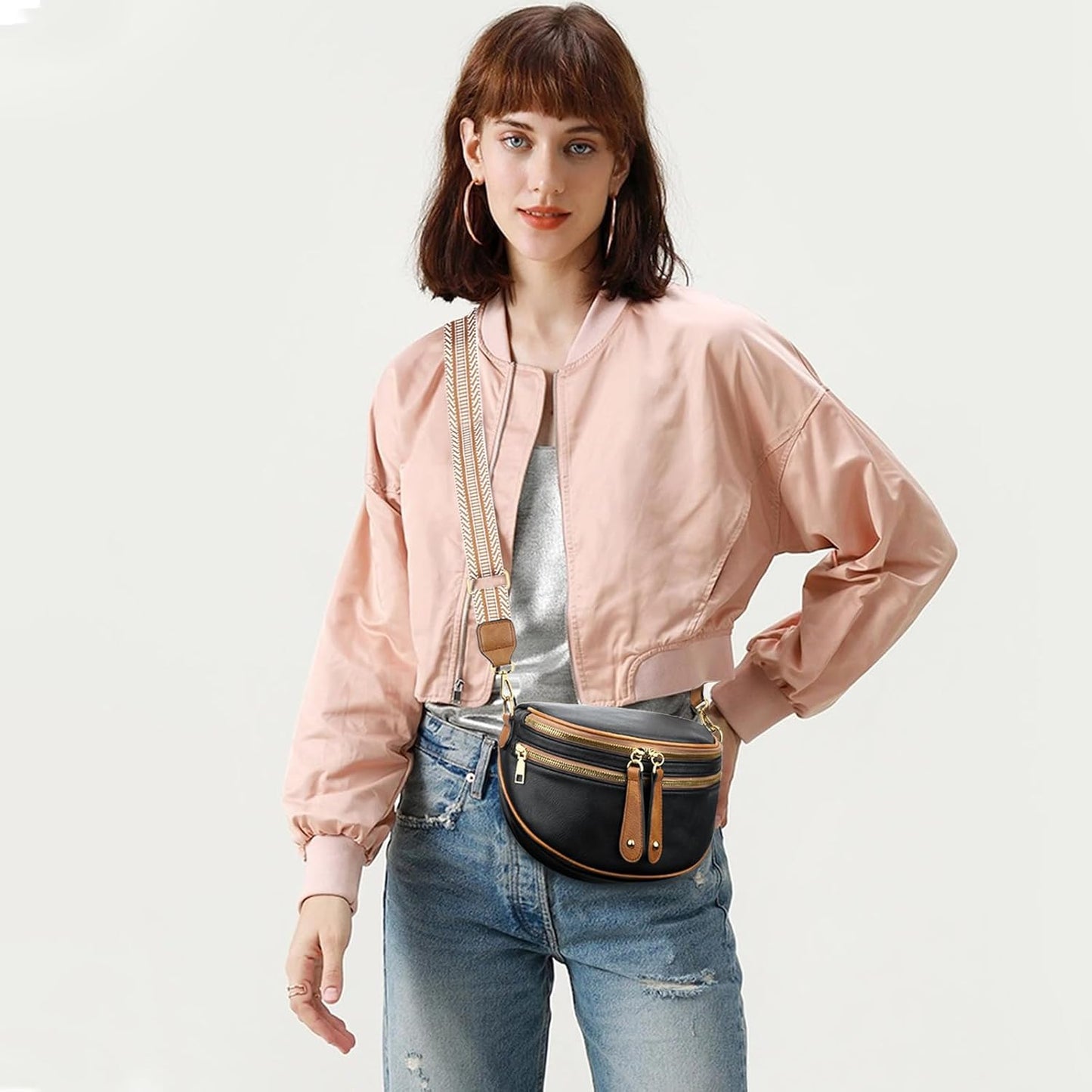 Trendy Leather Sling Crossbody Bag