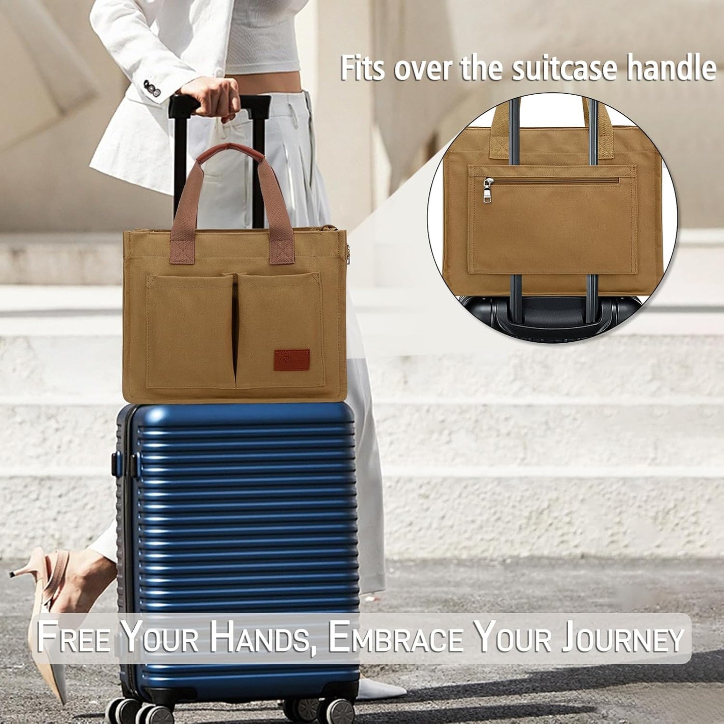 Large Canvas Tote Crossbody Bag