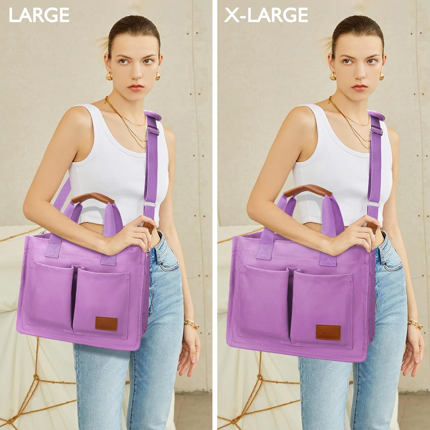 Large Canvas Tote Crossbody Bag