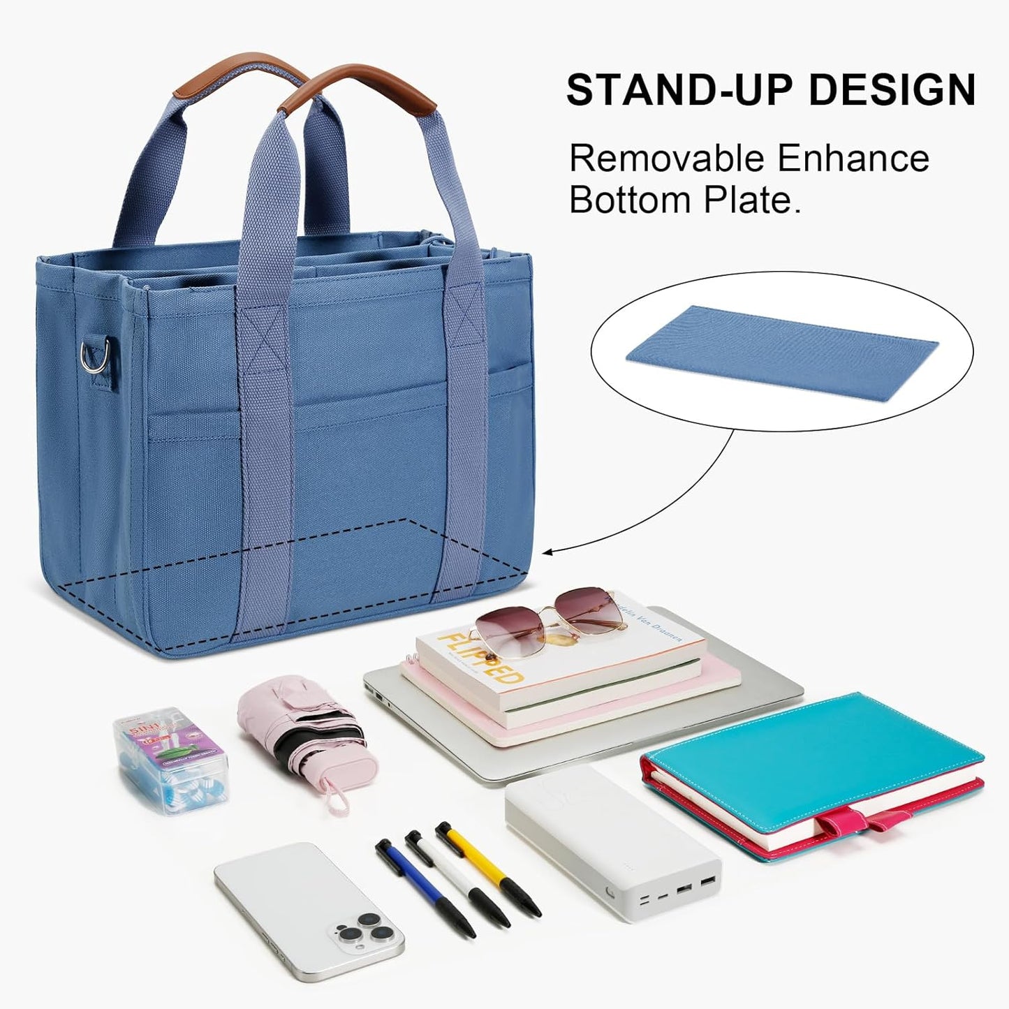 Canvas Crossbody Tote with Pockets