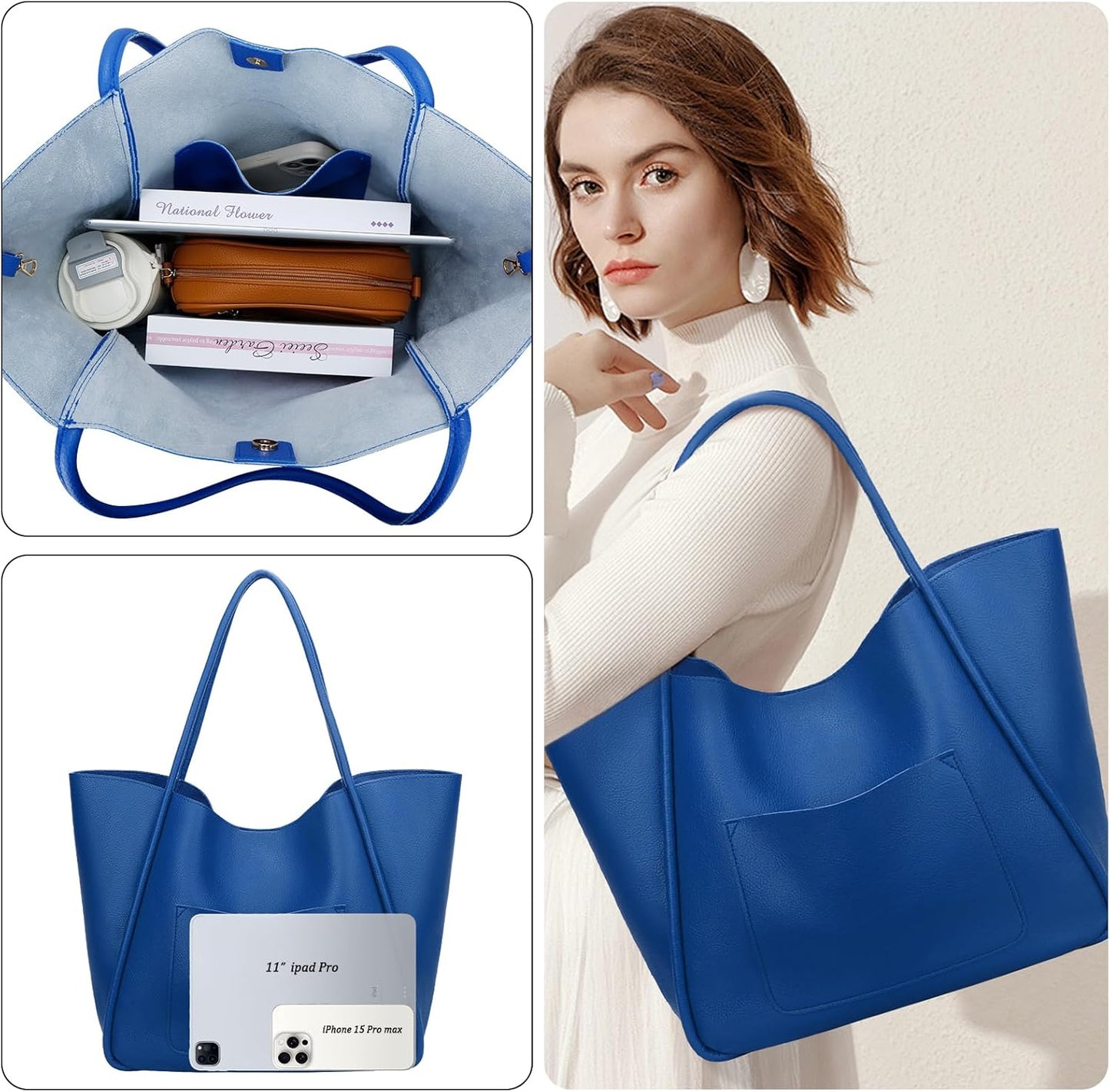 Large Vegan Leather Tote Bag