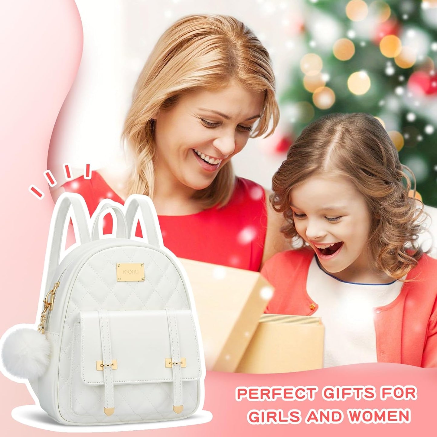 Quilted Mini Backpack Purse (White)