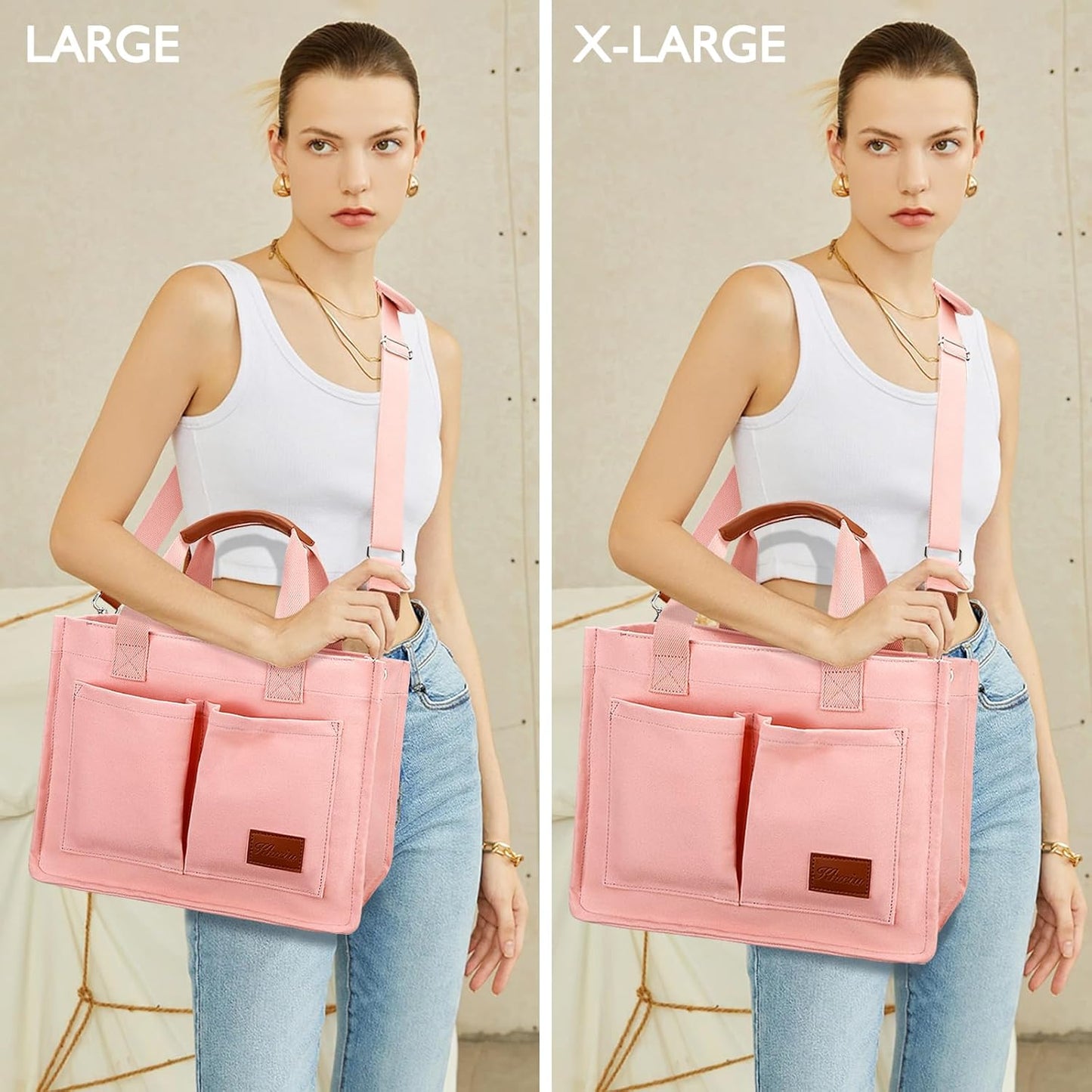 Large Canvas Tote Crossbody Bag