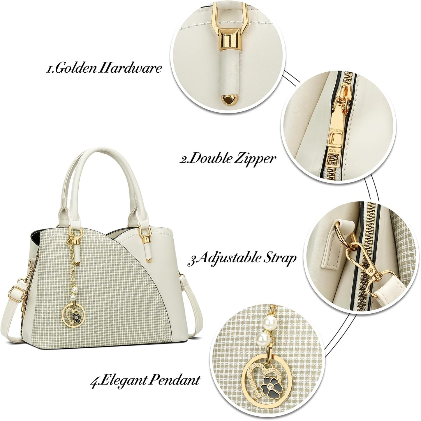 Triple-Compartment Satchel Handbag