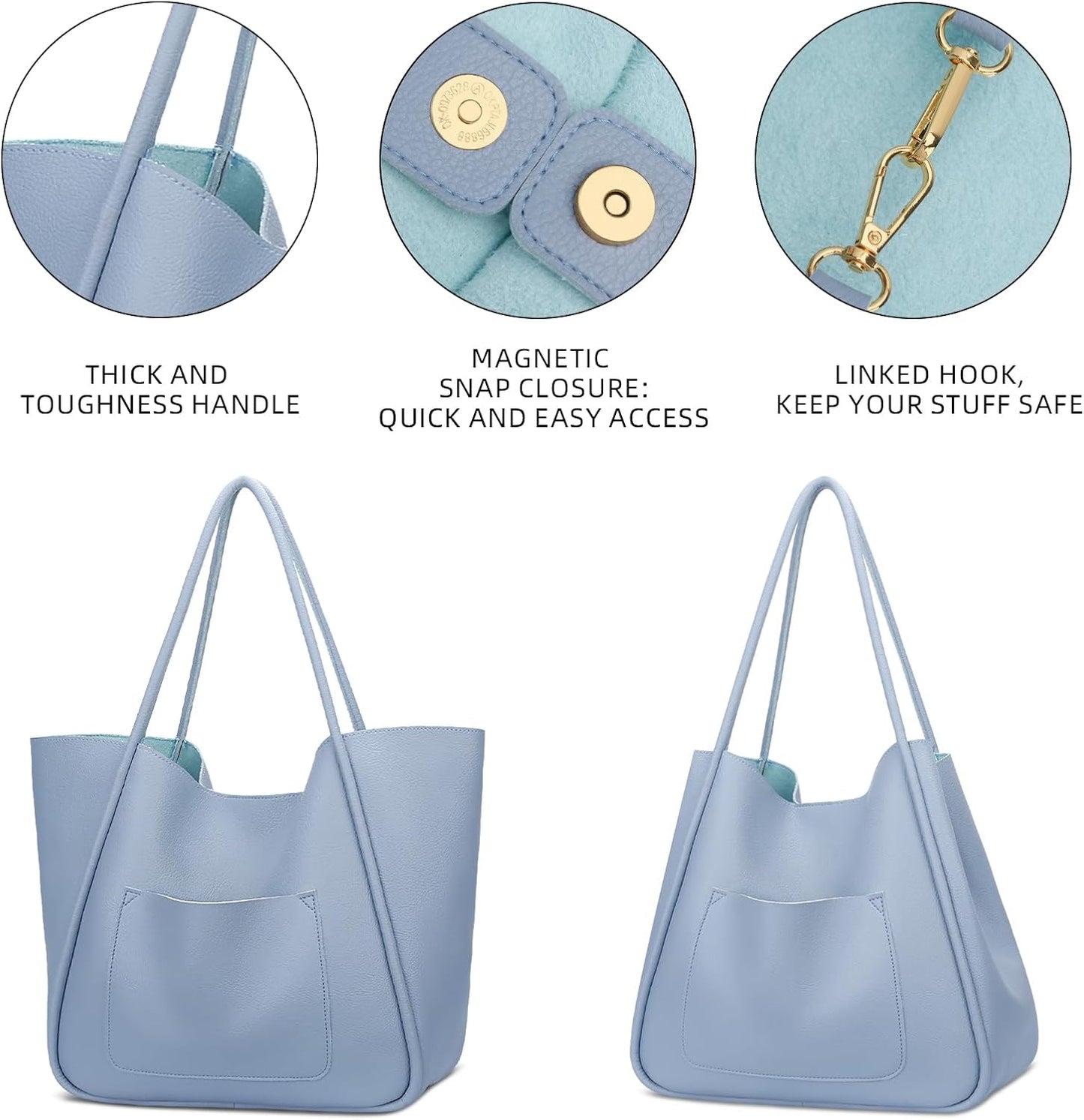 Large Vegan Leather Tote Bag