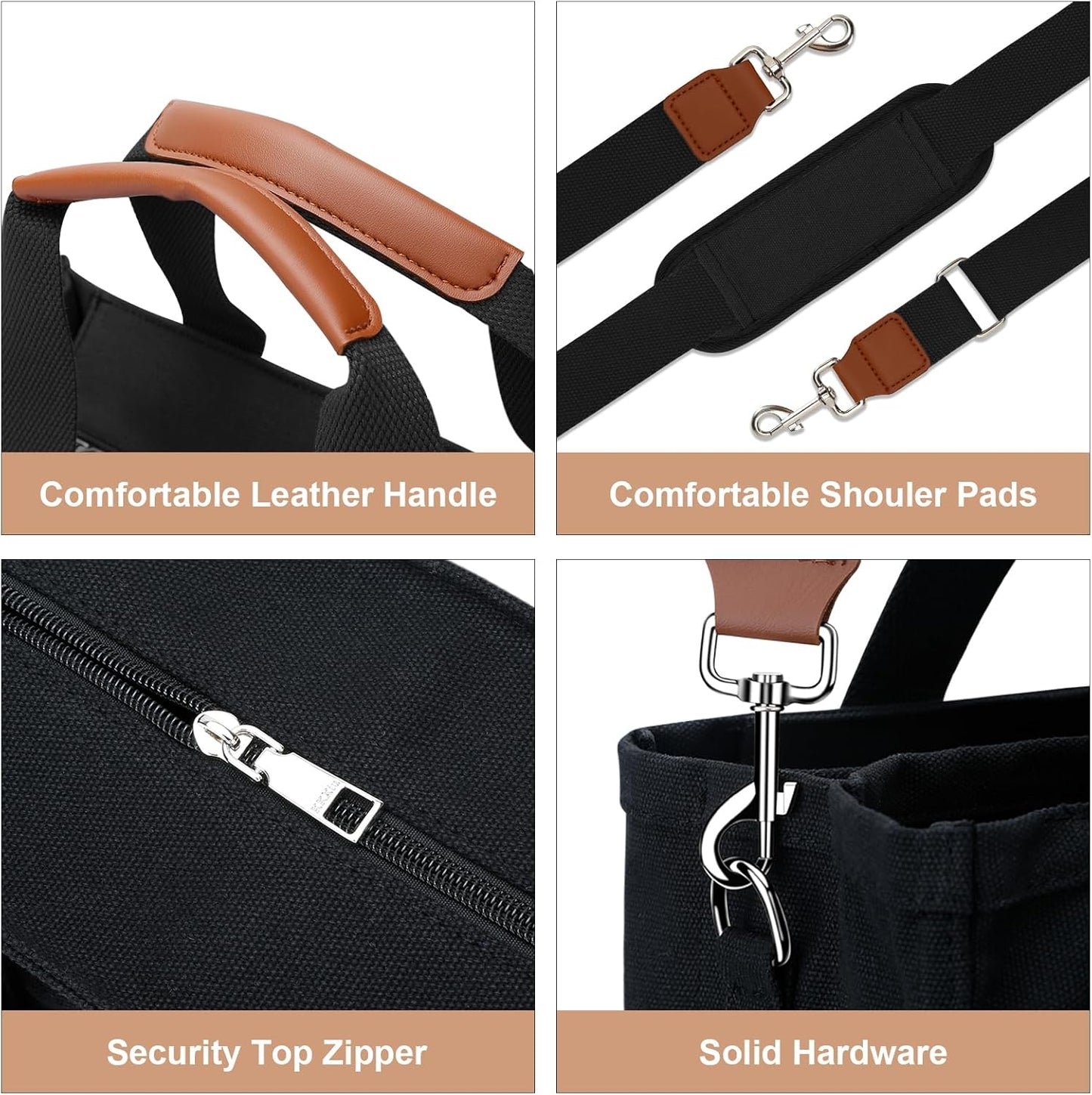 Canvas Crossbody Tote with Pockets