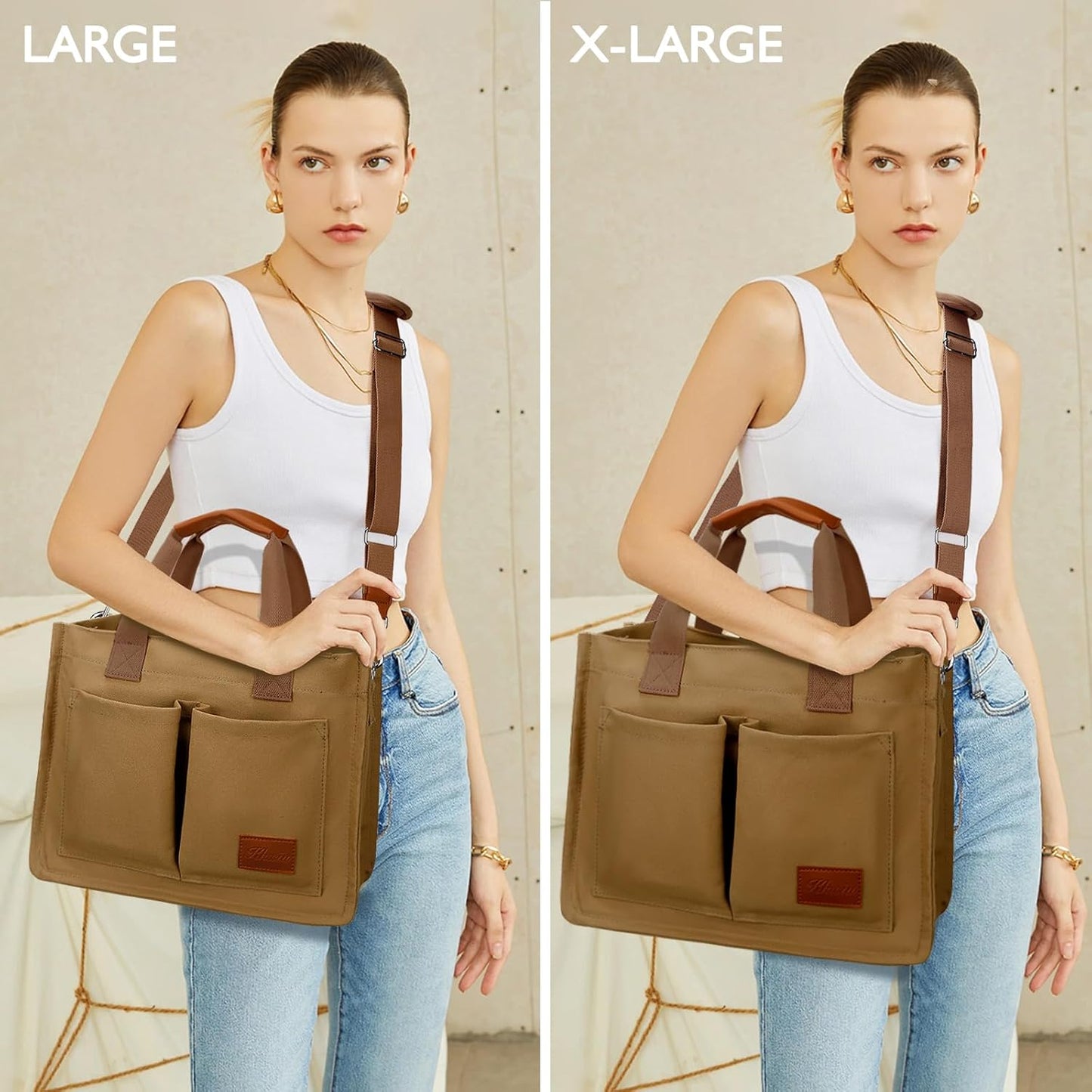 Large Canvas Tote Crossbody Bag