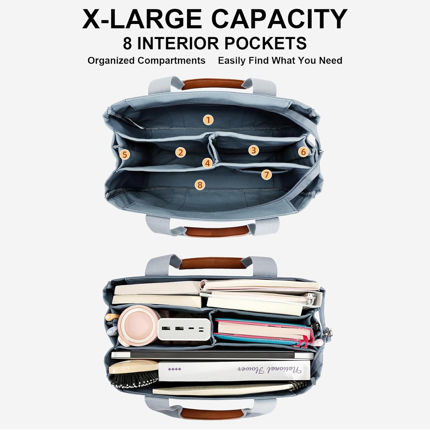 Canvas Crossbody Tote with Pockets