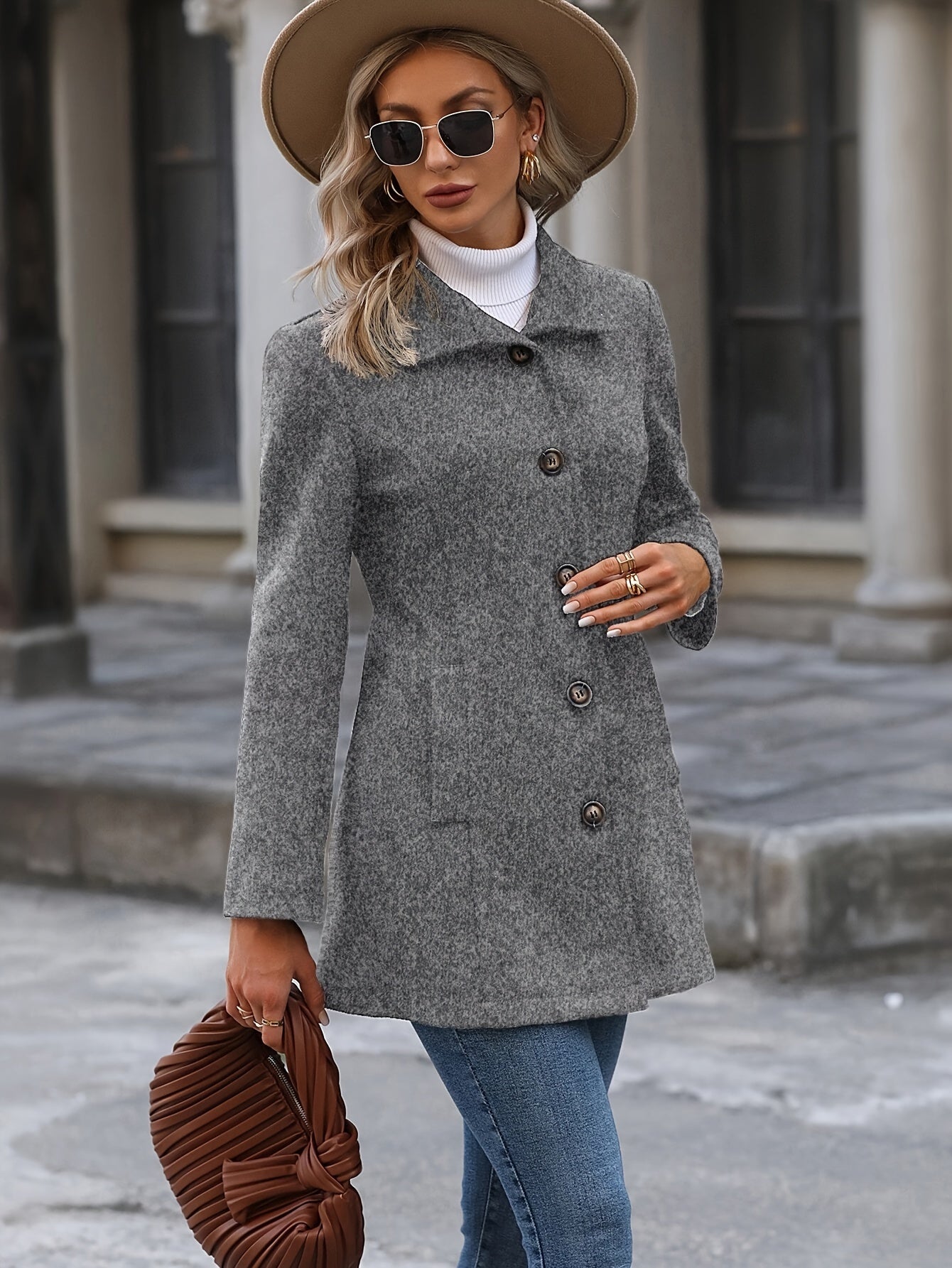 Women's Elegant Gray Fleece Jacket