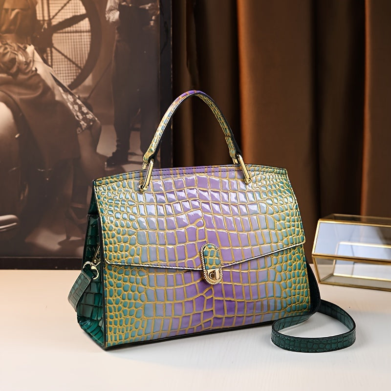 Fashion Yellow Crocodile Pattern Commuter Tote