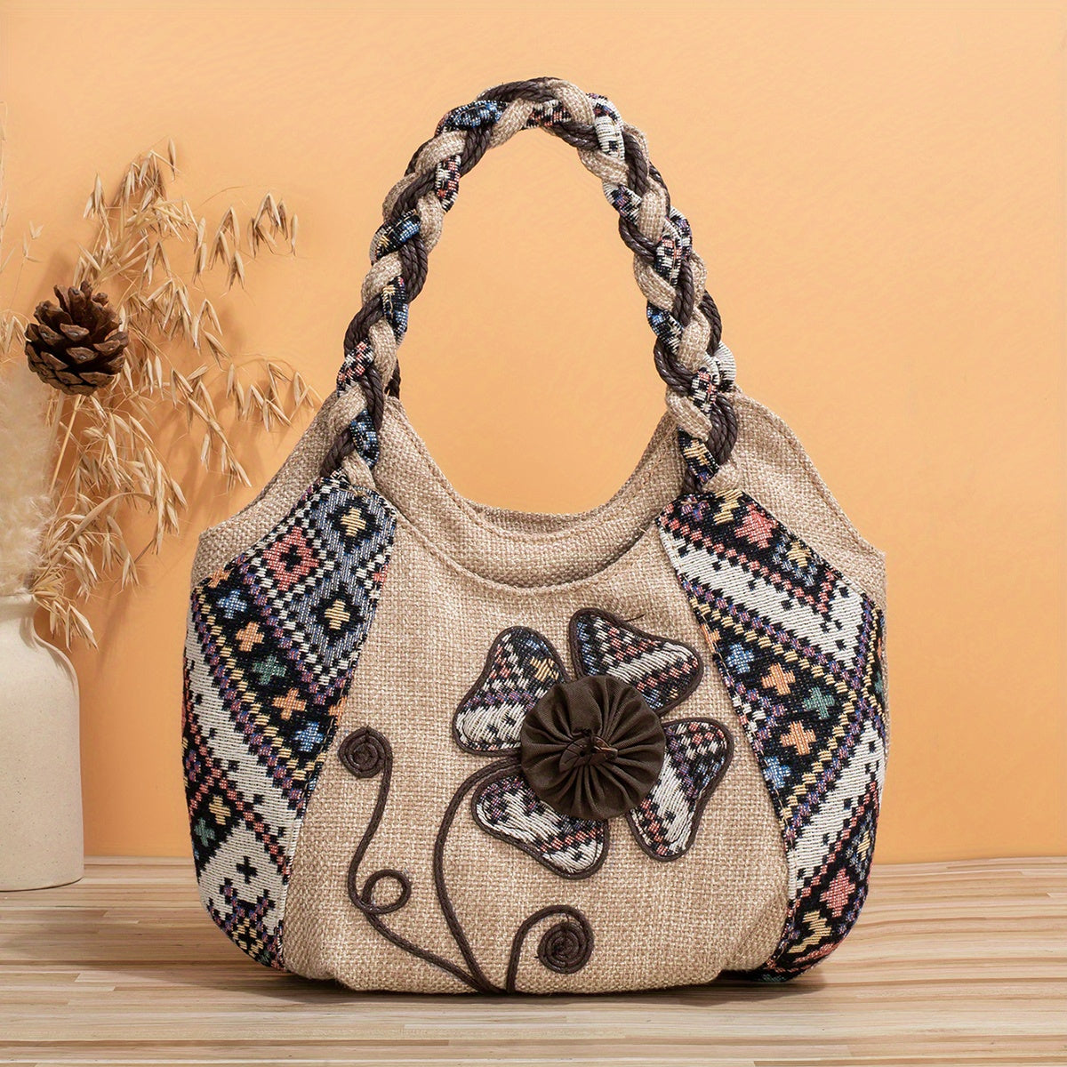 Vintage Embroidered Floral Hobo Bag