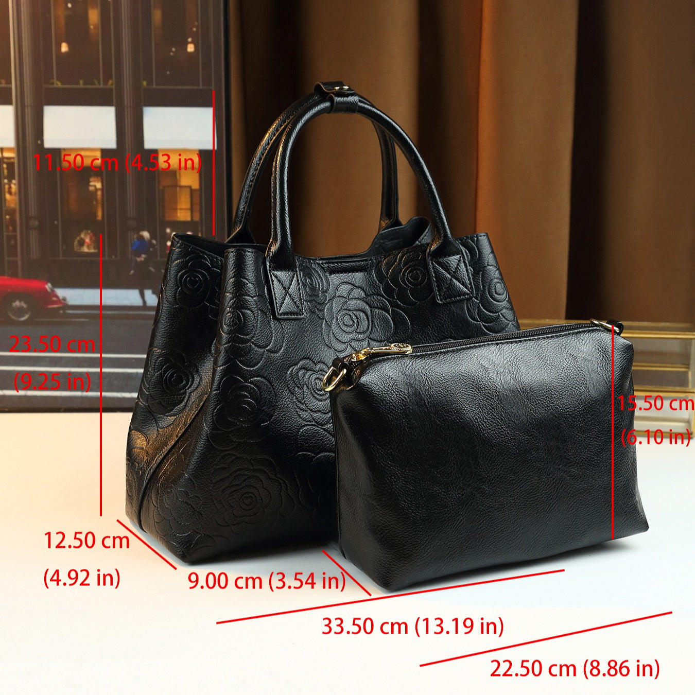 Vintage Rose Embossed Bucket Tote